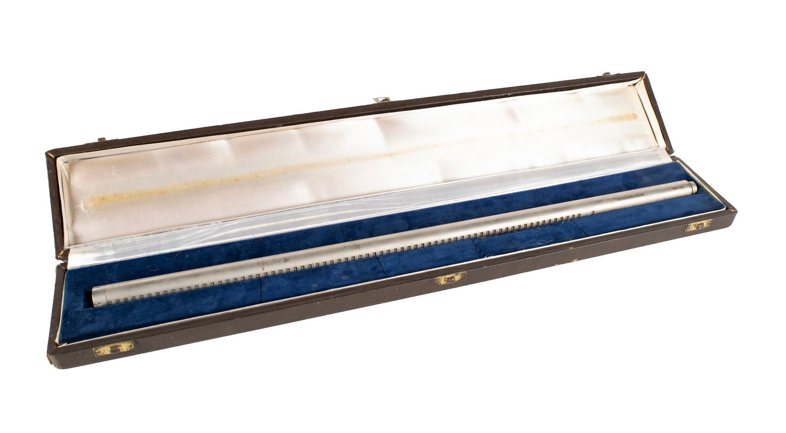 SENNHEISER MODEL MKH-804 MICROPHONE: SENNHEISER MODEL MKH-804 MICROPHONEGerman, 20th century. Long slender form, in a fitted carrying case.Microphone: 21.60 in. (54.9 cm.), Case: 23 1/2 x 4 x 1 1/2 in. (59.7 x 10.2 x 3.8 cm.)