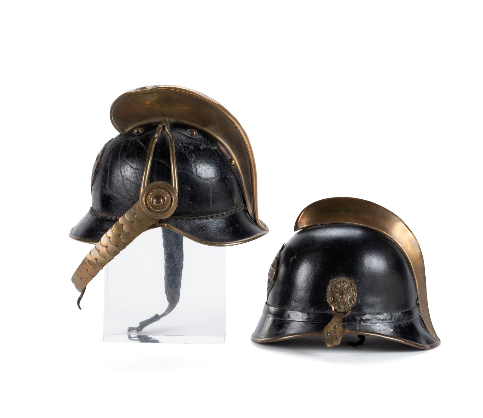 TWO GERMAN FIREFIGHTER HELMETS - 4