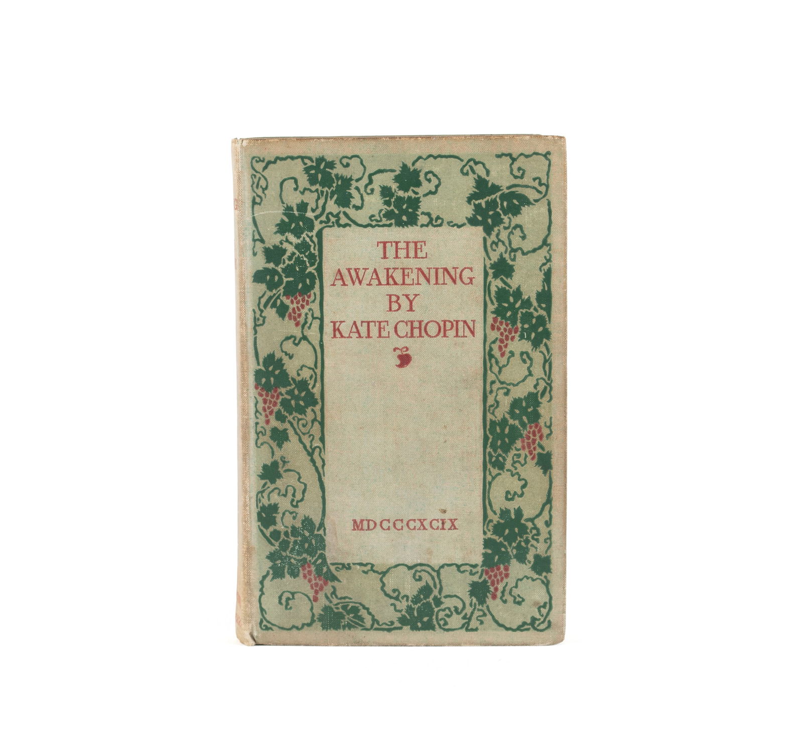 FIRST EDITION OF THE AWAKENING BY KATE CHOPIN: FIRST EDITION OF THE AWAKENING BY KATE CHOPIN Published by Herbert S. Stone & Company, Chicago & New York, MDCCCXCIX. Cloth covers with foliate framing to the front, done in green with red letter and