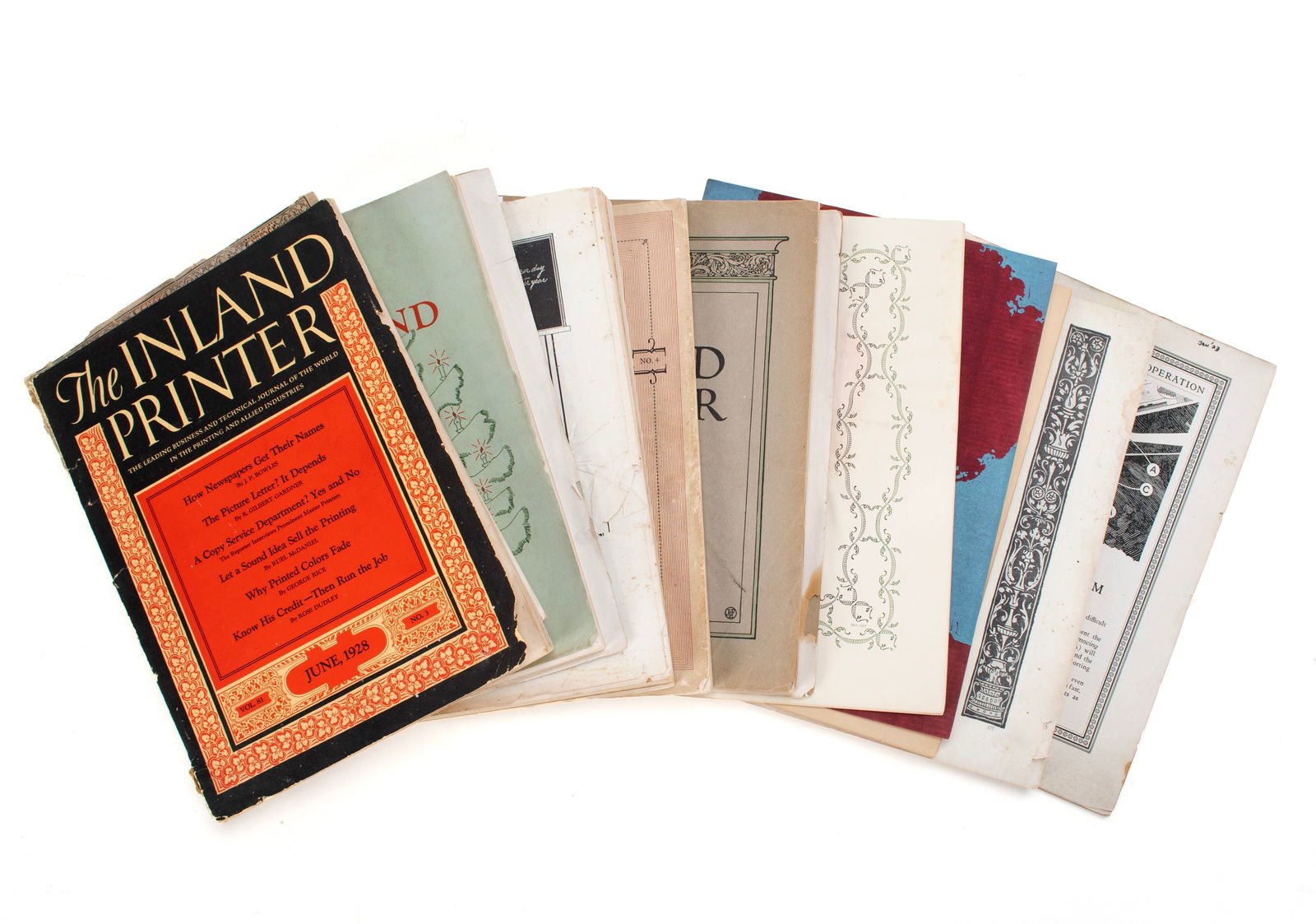 COLLECTION OF 'THE INLAND PRINTER' MAGAZINES: COLLECTION OF 'THE INLAND PRINTER' MAGAZINES An American trade magazine for printing and graphic design. Issues included are May 1917, January 1923, Christmas 1926, November 1927, July 1927, January