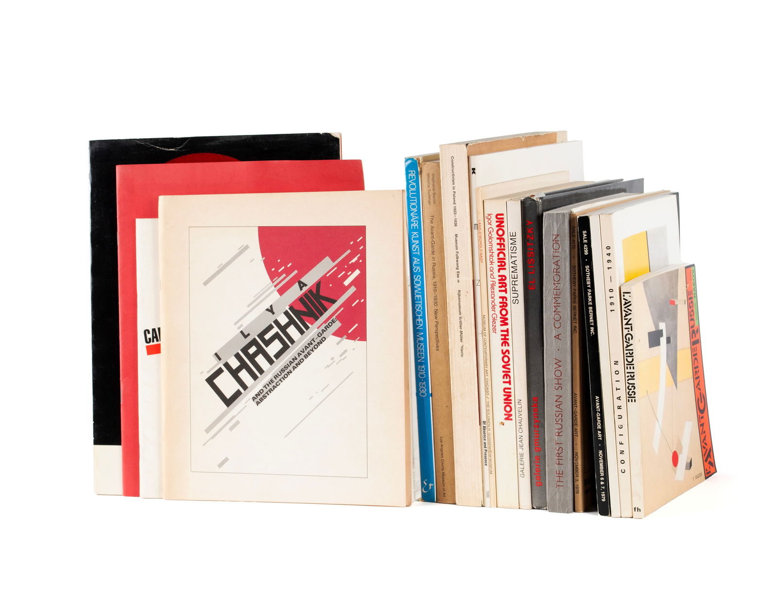 COLLECTION OF BOOKS ON RUSSIAN AVANT GARDE ART: COLLECTION OF BOOKS ON RUSSIAN AVANT GARDE ARTEighteen (18) total publications, dating from 1969-87, including gallery and museum exhibition catalogs, and two Sotheby's Parke Bernet catalogs (1978 & 1