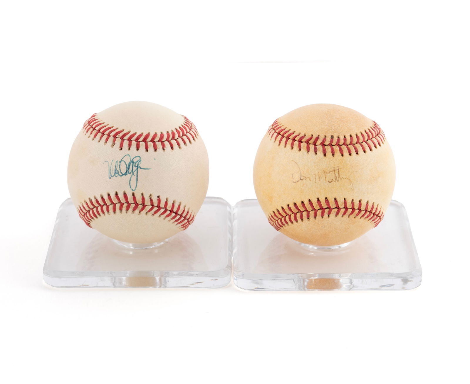 MARK MCGWIRE AND DON MATTINGLY AUTOGRAPHED BASEBALLS: MARK McGWIRE AND DON MATTINGLY AUTOGRAPHED BASEBALLSBoth single signed OAL Bobby Brown (1984-1994) Rawlings baseballs. Unauthenticated.Diameter: 2.89 in. (7.4 cm.)