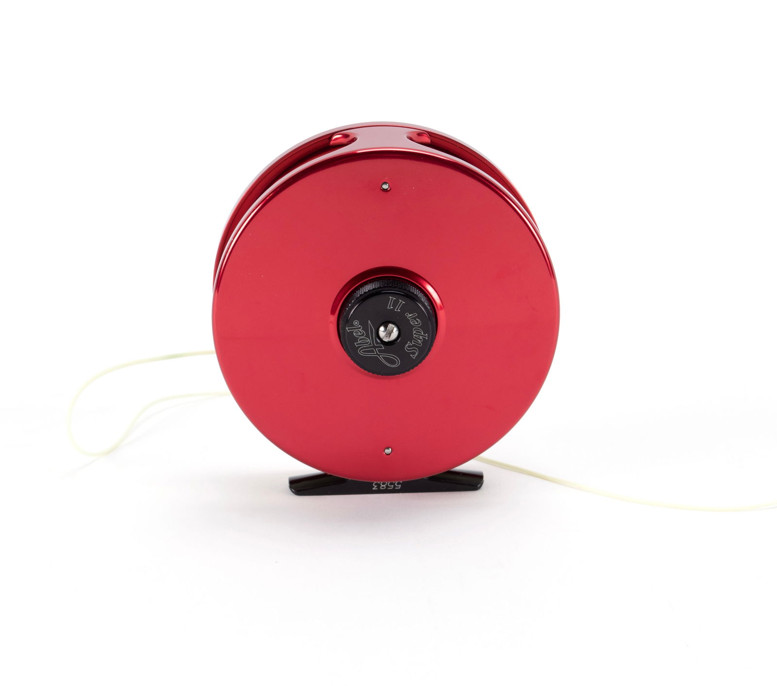 ABEL SUPER 11 FLY FISHING REEL: ABEL SUPER 11 FLY FISHING REELAmerican, # 5583, red.Diameter: 4.09 in. (10.4 cm.)