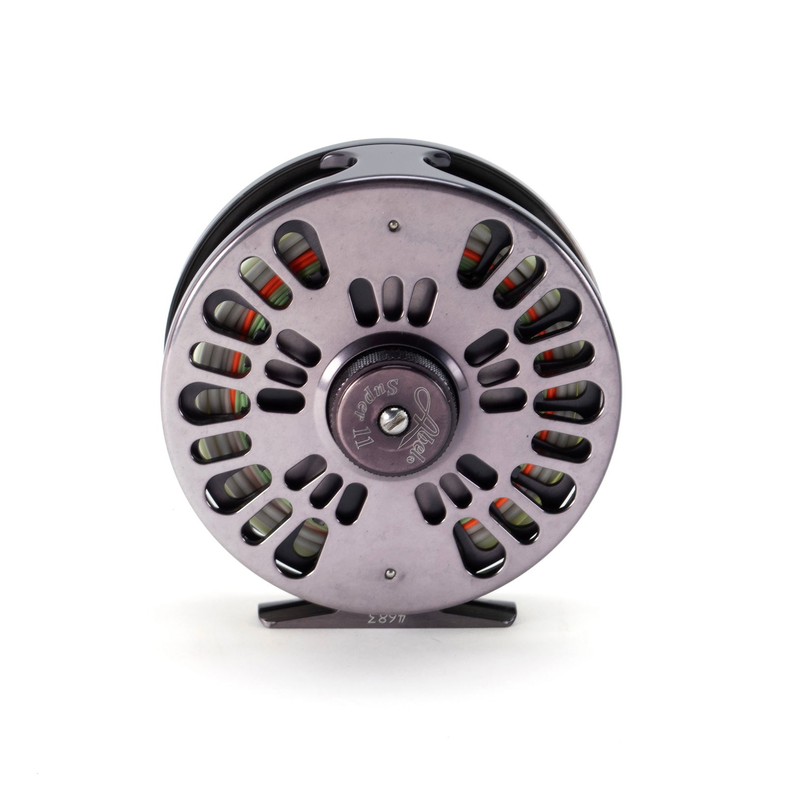 ABEL SUPER 11 FLY FISHING REEL: ABEL SUPER 11 FLY FISHING REELAmerican, # 4683, gun metal grey finish to one side.Diameter: 4.09 in. (10.4 cm.)