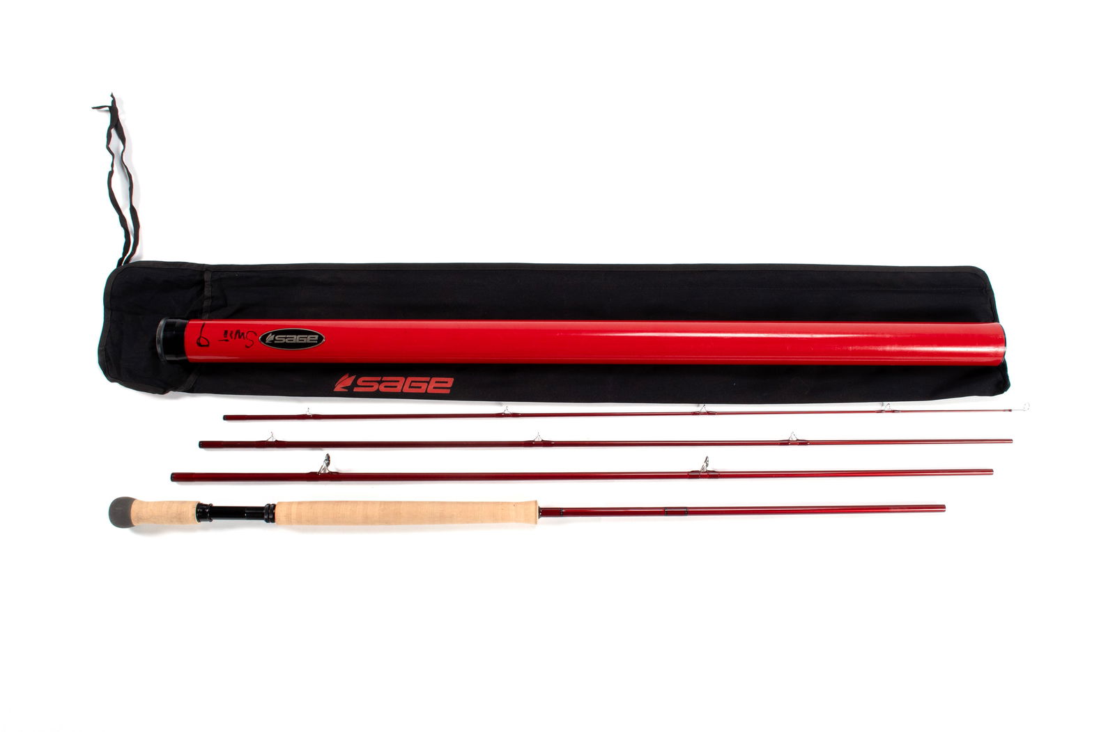 SAGE "METHOD" 9119-4 FLY ROD: SAGE "METHOD" 9119-4 FLY RODAmerican. In four parts, #9 line, 11' 9", 6 1/8 oz, with canvas Sage bag and Sage red metal storage tube.Tube: 38 1/2 in. (97.8 cm.)