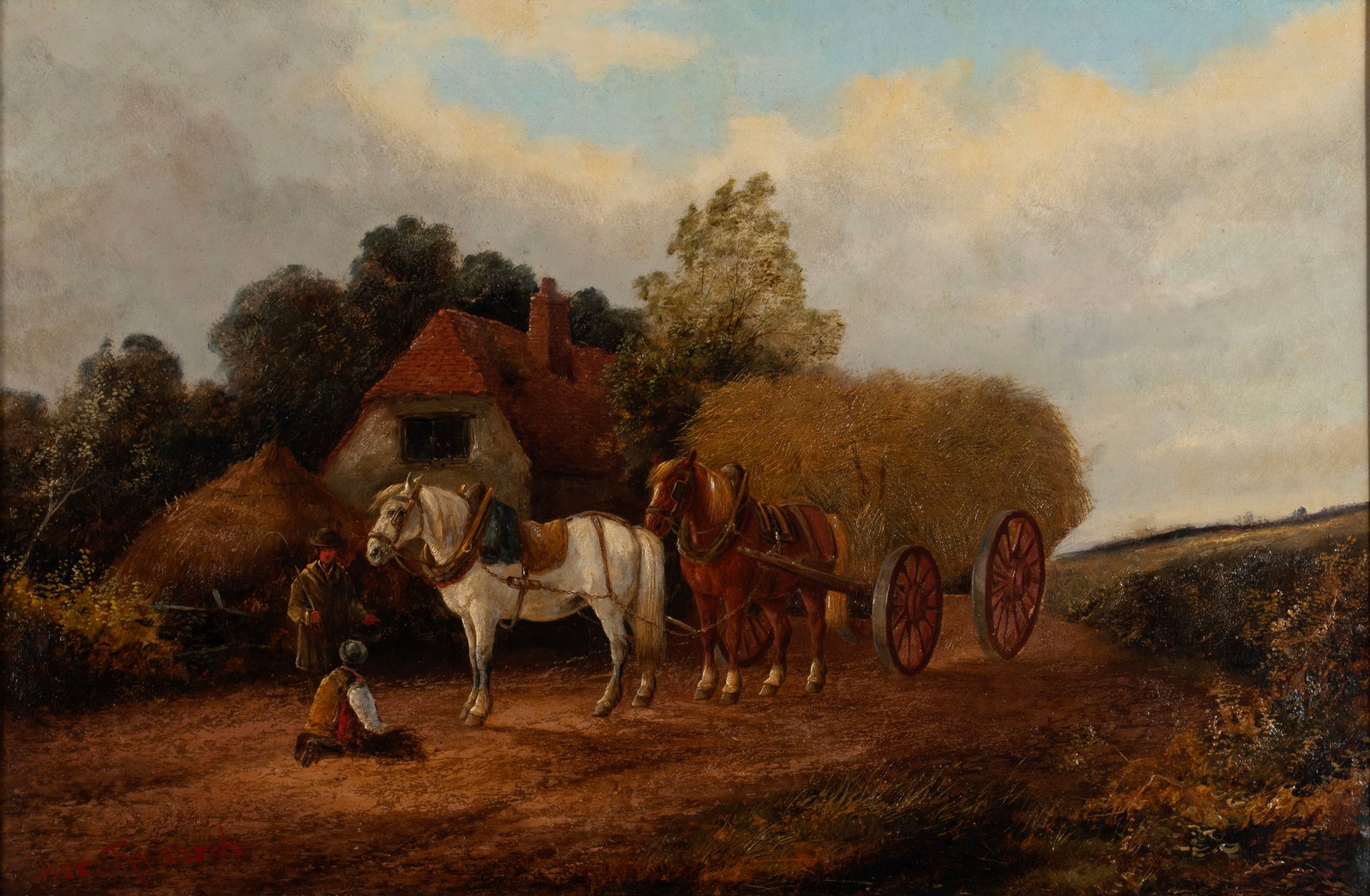FARM SCENE, SIGNED 'CHAS RICHARDS' (1 of 10)
