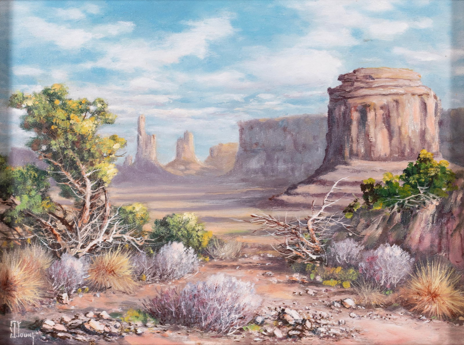 SOUTHWESTERN LANDSCAPE, SIGNED 'YOUNG': SOUTHWESTERN LANDSCAPE, SIGNED 'YOUNG' 20th century, oil on canvas, signed lower left. Framed. 12 x 16 in. (30.5 x 40.6 cm.), Frame: 13 x 17 in. (33 x 43.2 cm.)