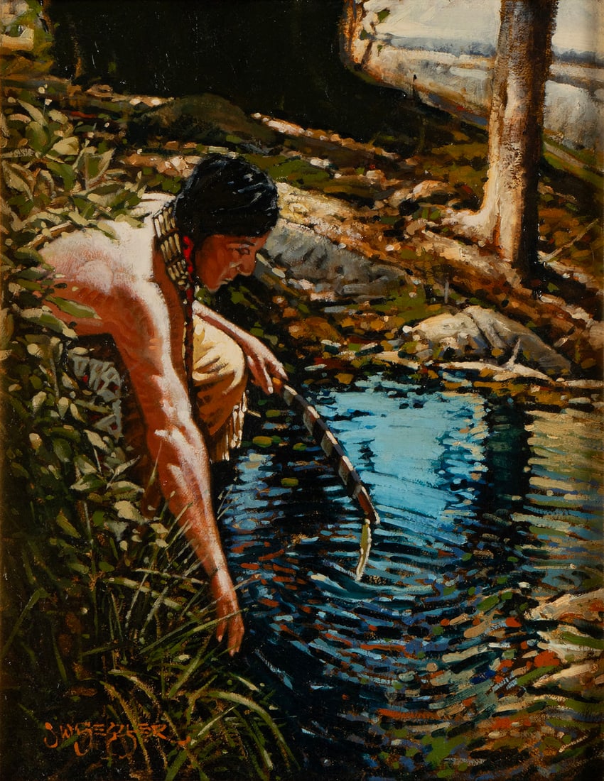 JEFF SEGLER (AMERICAN, B. 1956): Jeff Segler American, b. 1956 Cool Water Oil on board Signed lower left, also signed and titled on verso. Framed. 18 x 14 in. (45.7 x 35.6 cm.), Frame: 25 x 21 in. (63.5 x 53.3 cm.)