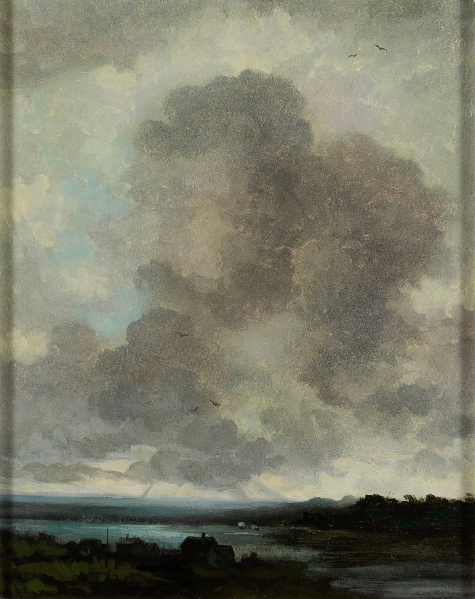 ELLIOT ORR (AMERICAN, 1904-1997): Elliot Orr American, 1904-1997 Towering Clouds Oil on masonite Signed, titled and dated 1970 on back of board. Framed with Harmon Gallery label to verso. 11 1/4 x 9 1/4 in. (28.6 x 23.5 cm.), Frame: