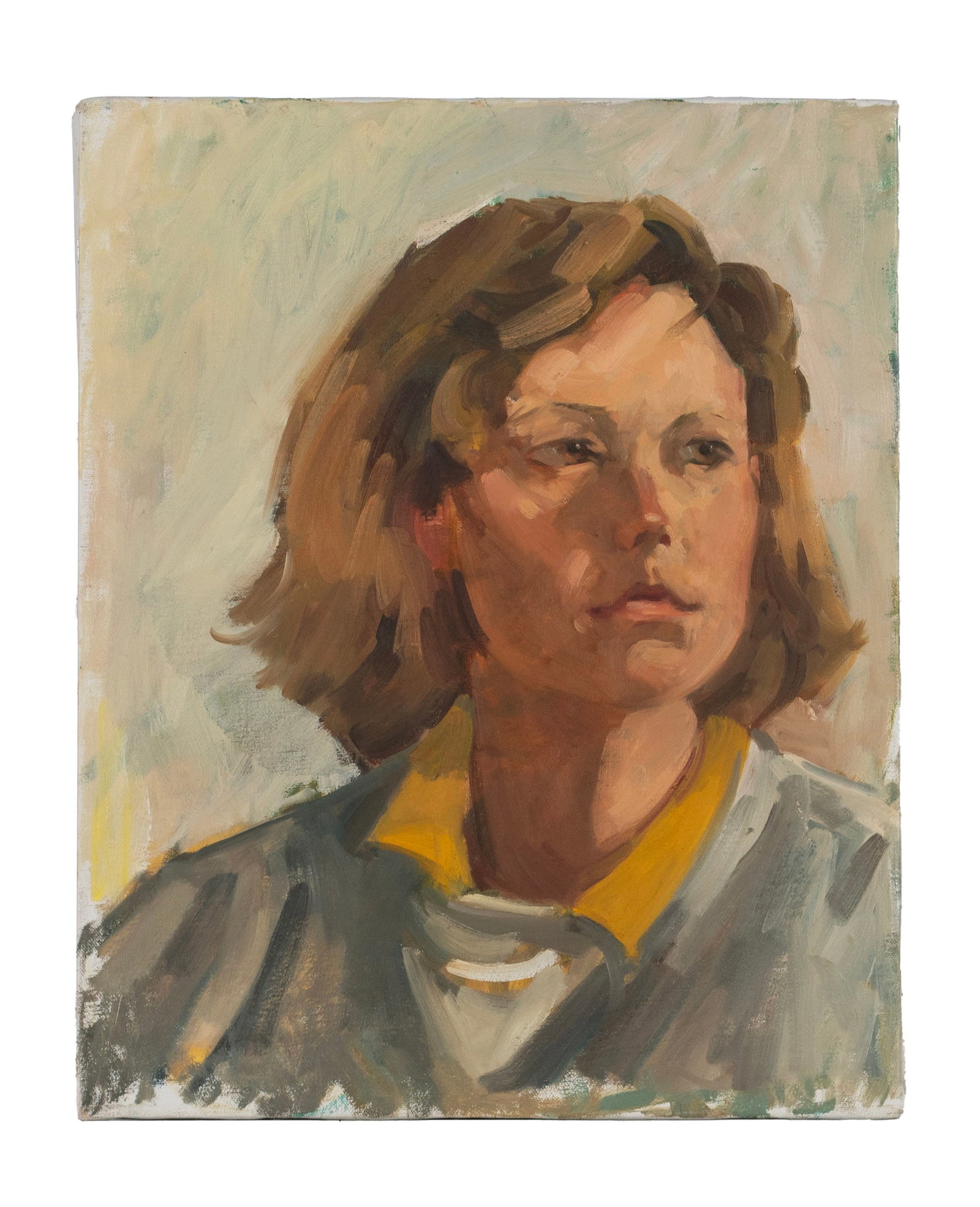 VIRGINIA 'TITO' GAY (AMERICAN, 1932-2024): Virginia 'Tito' Gay American, 1932-2024 Mary Oil on canvas Unsigned. Portrait of a young woman, unframed. Tito attended Washington University where she studied painting under Fred Conway, earning her