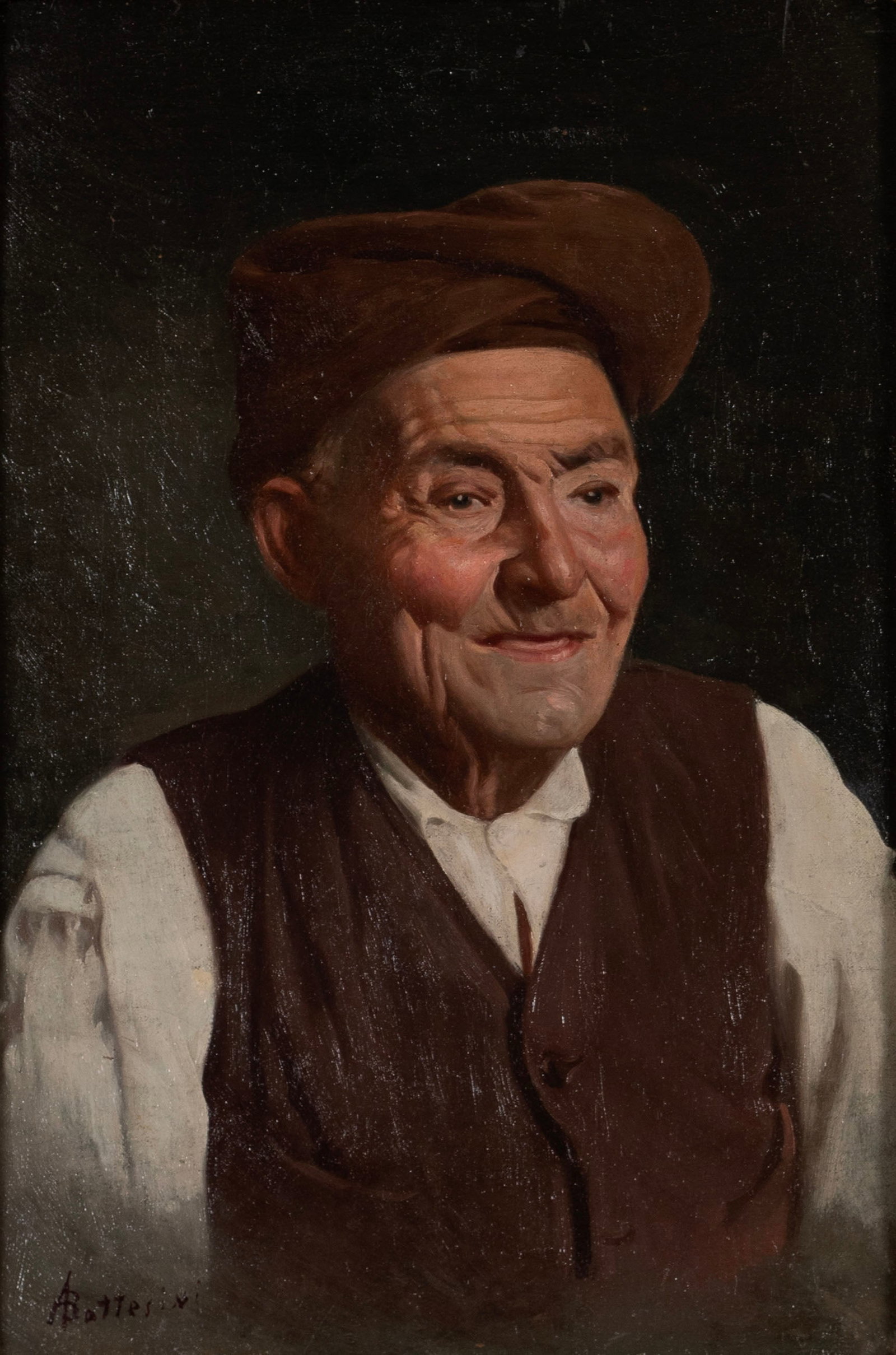PORTRAIT OF A MAN, SIGNED 'A BOTTESINI': PORTRAIT OF A MAN, SIGNED 'A BOTTESINI' 19th century, oil on canvas, signed lower left. Framed. 15 x 10 in. (38.1 x 25.4 cm.), Frame: 20 x 15 in. (50.8 x 38.1 cm.)