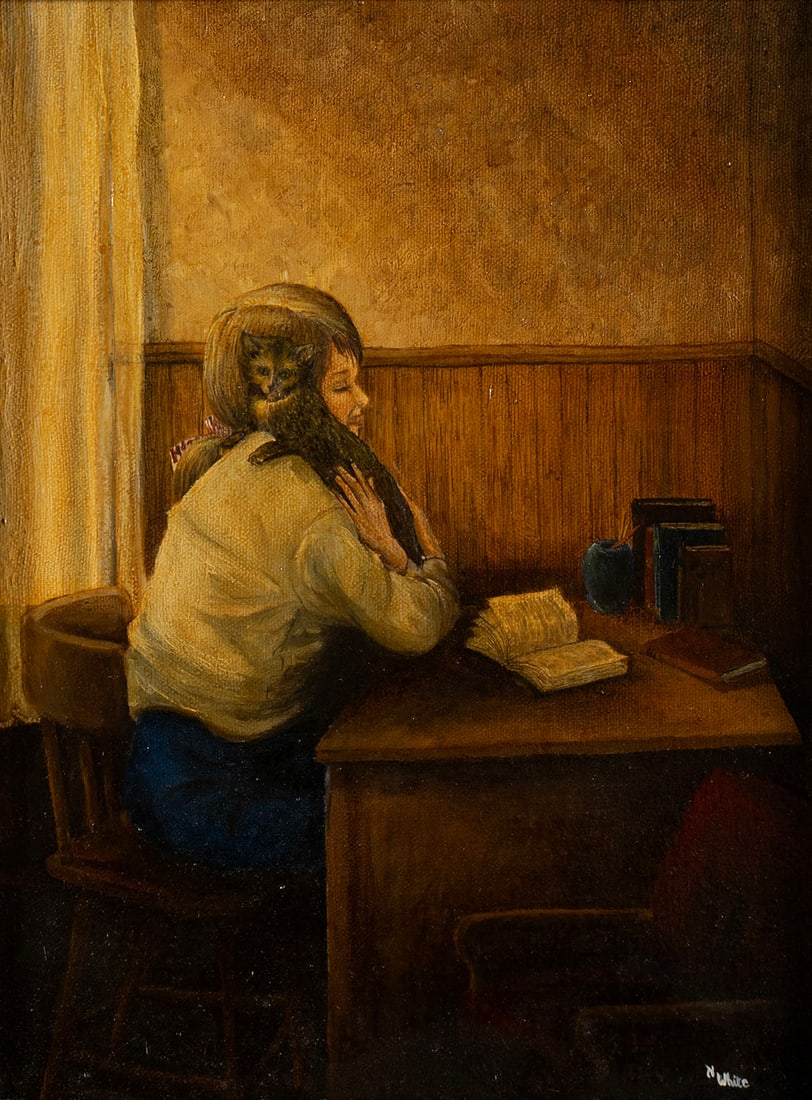 GENRE SCENE OF GIRL WITH CAT (1 of 8)