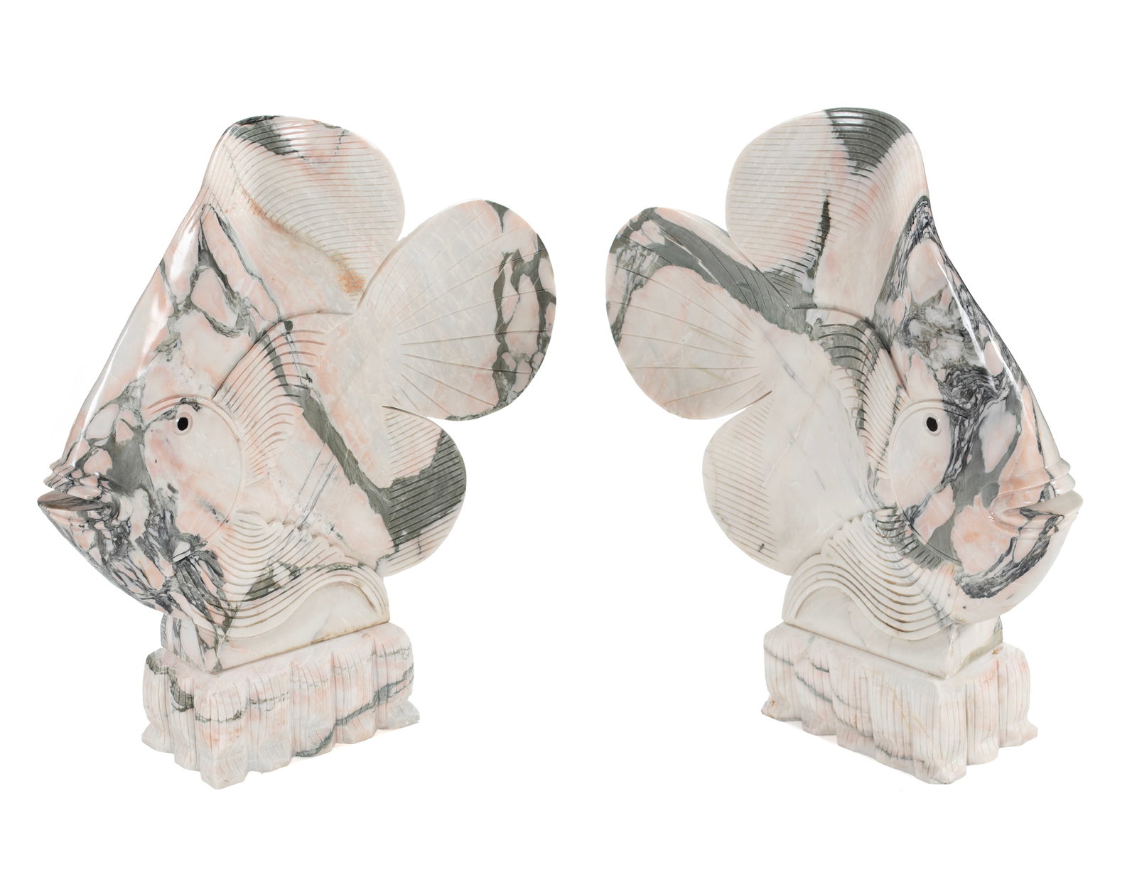PAIR OF LARGE MARBLE FISH (1 of 11)