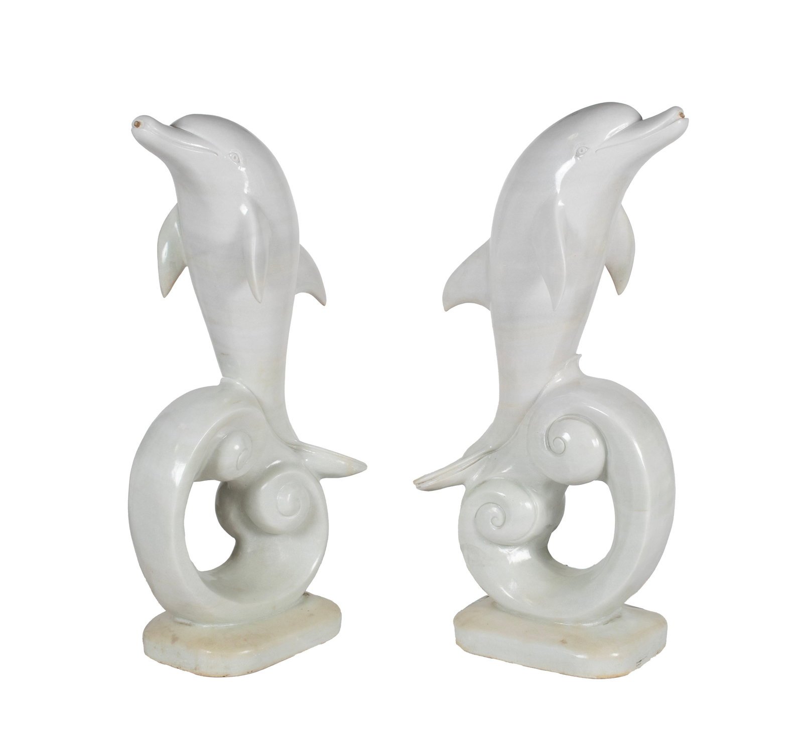 PAIR OF ALABASTER DOLPHIN FOUNTAINS (1 of 9)
