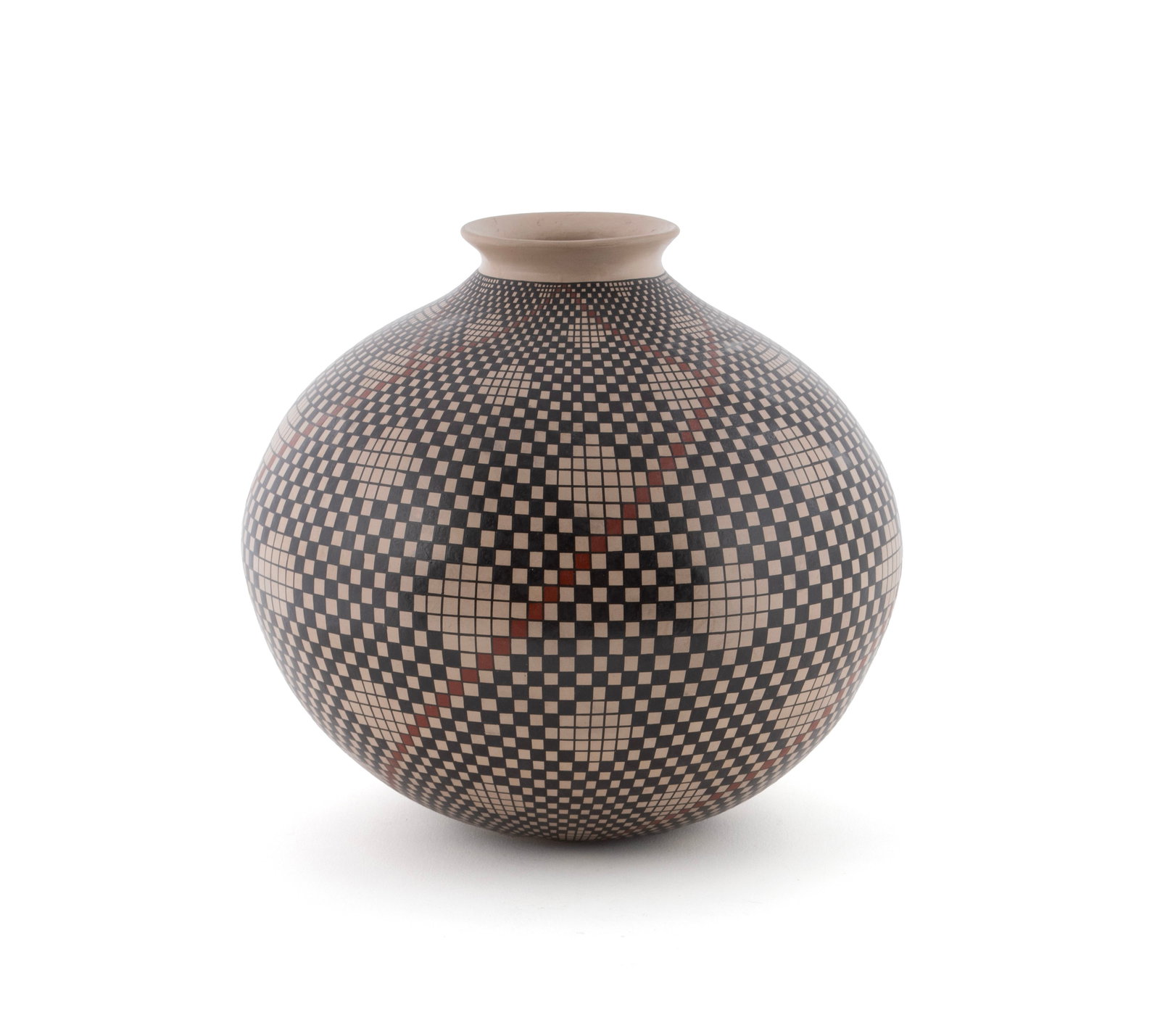 HUMBERTO PONCE PUEBLO POT: HUMBERTO PONCE PUEBLO POT 20th/21st century. Painted ceramic pot, incised signature on underside. 9 x 10 in. (22.9 x 25.4 cm.)