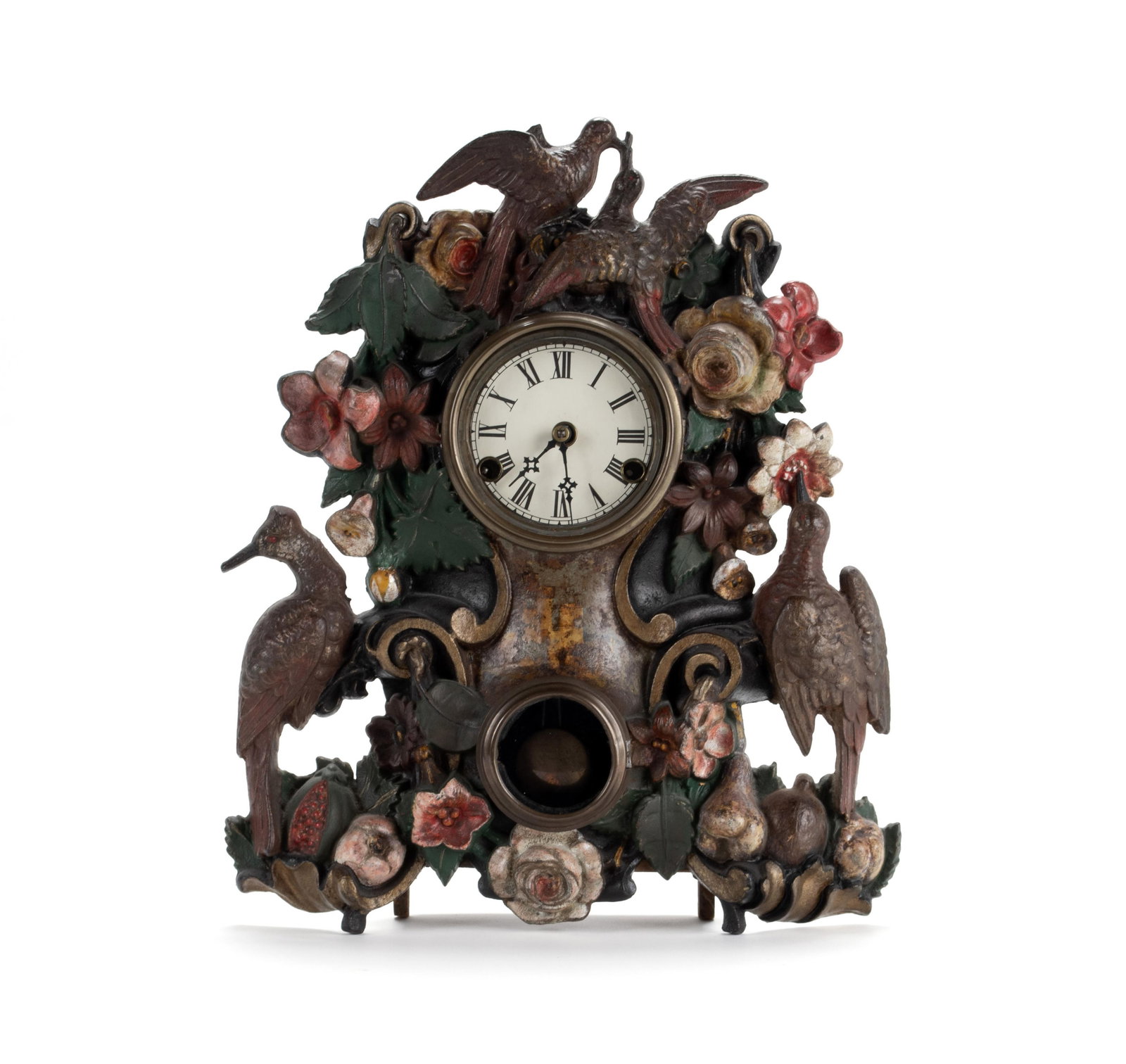 CAST IRON SHELF CLOCK BY THE AMERICAN CLOCK CO. (1 of 5)