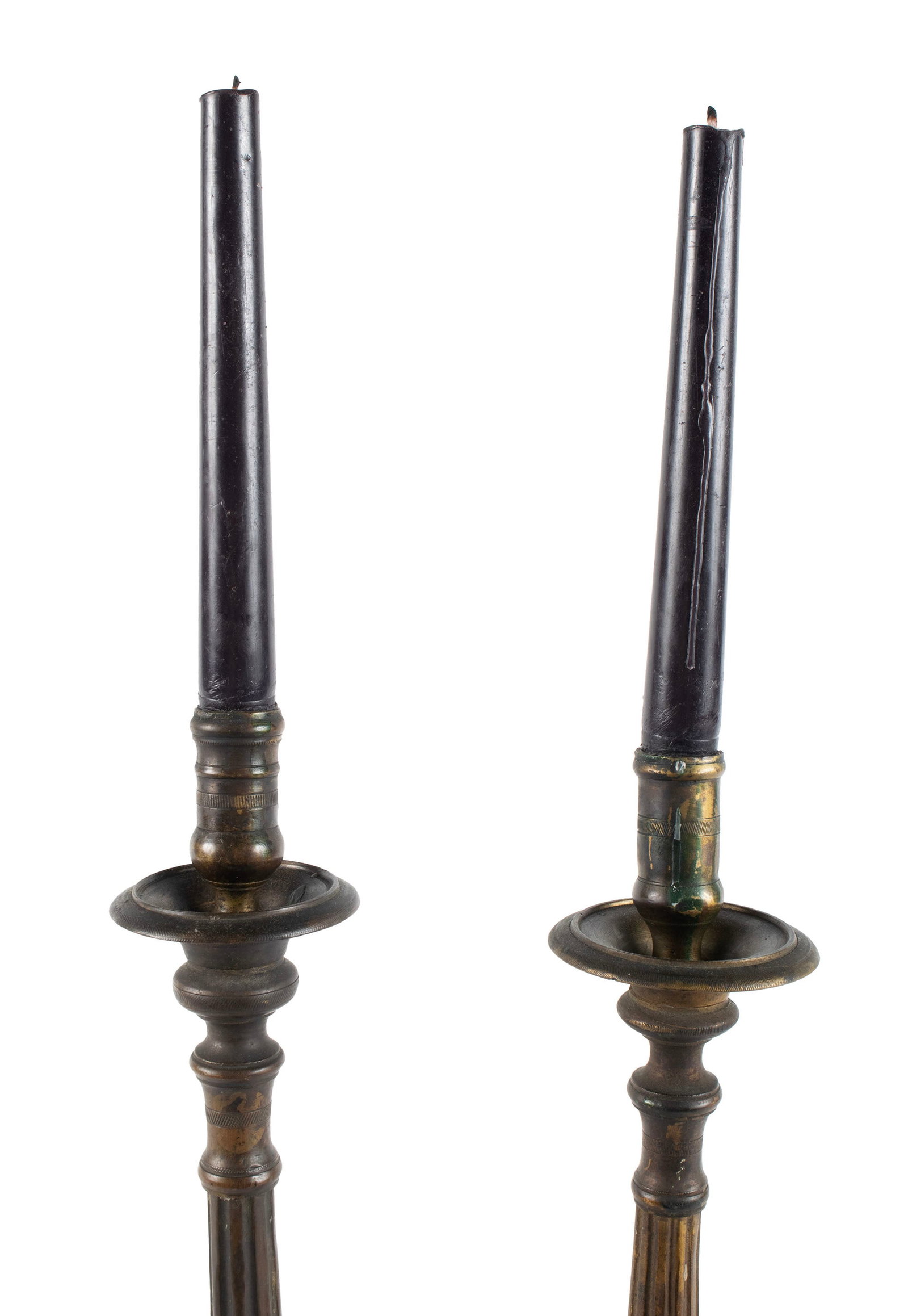 PAIR OF BRASS ECCLESIASTICAL CANDLESTICKS - 5