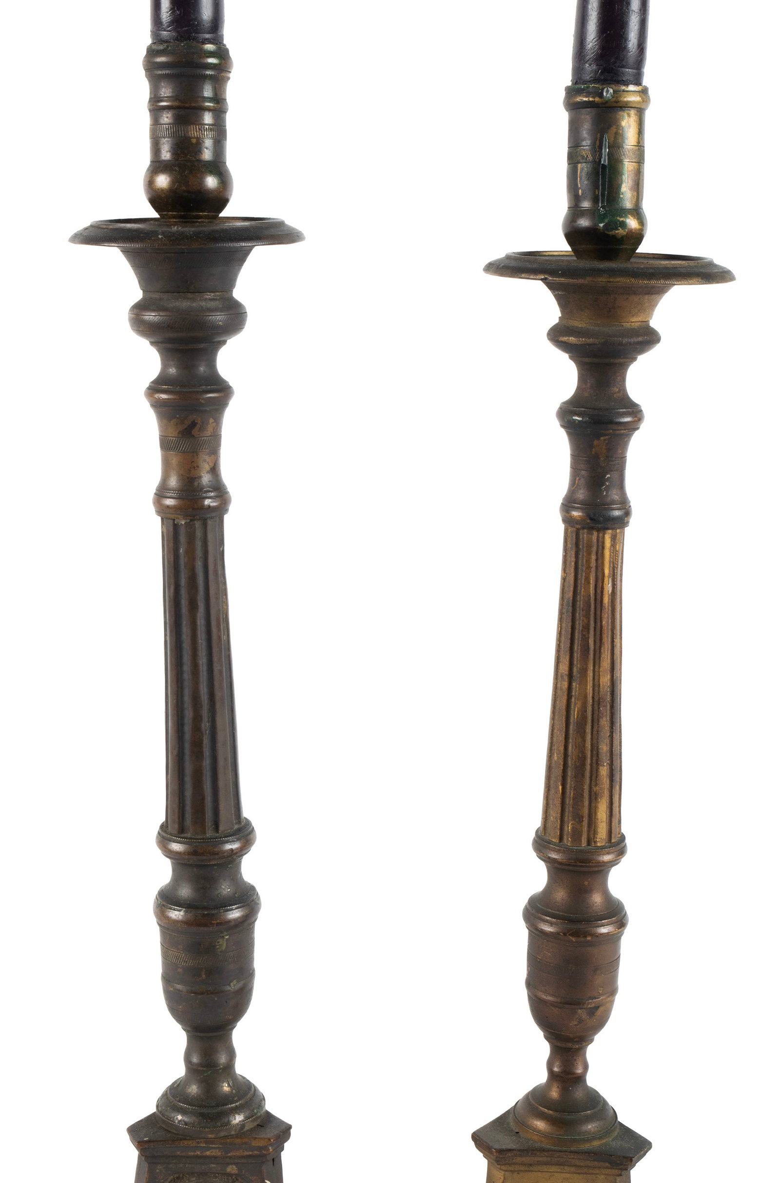 PAIR OF BRASS ECCLESIASTICAL CANDLESTICKS - 6