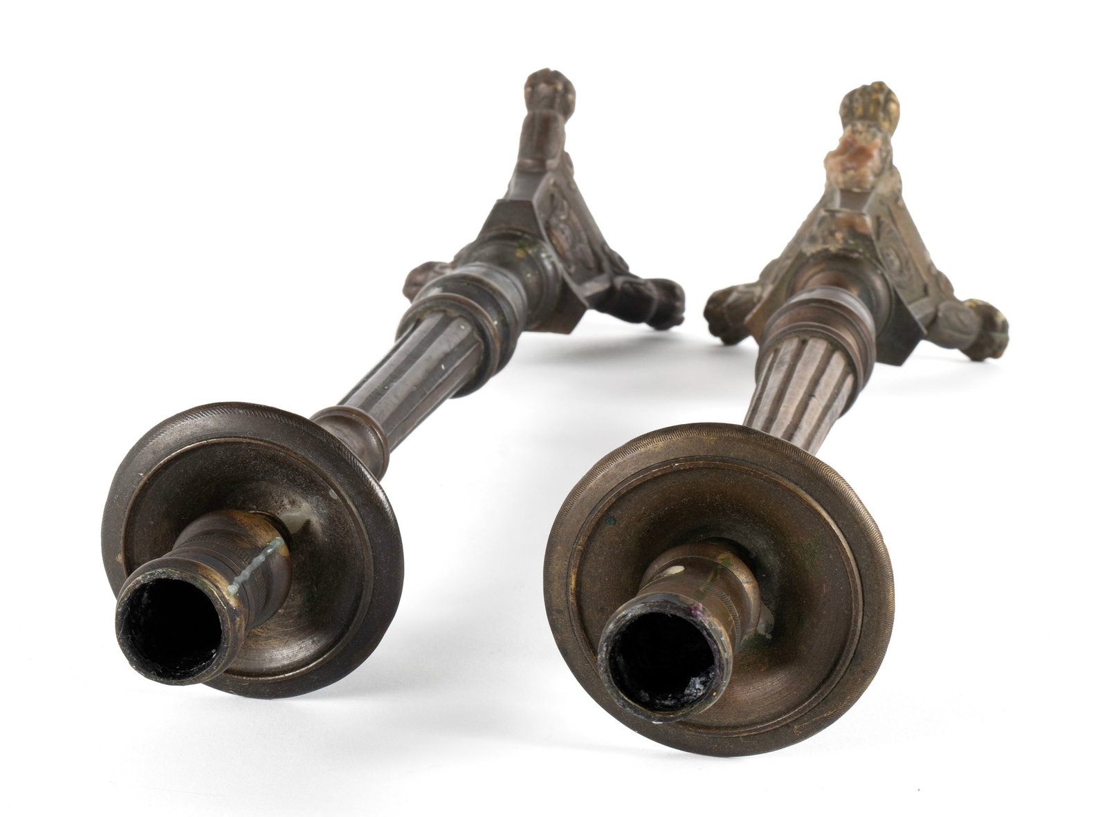 PAIR OF BRASS ECCLESIASTICAL CANDLESTICKS - 7