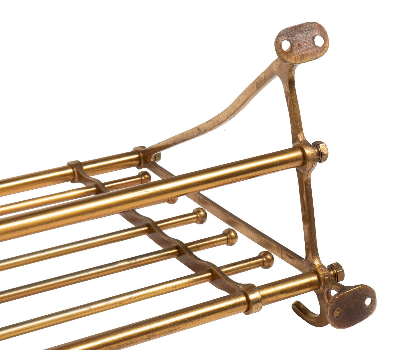 EDWARDIAN BRASS WALL RACK - 5