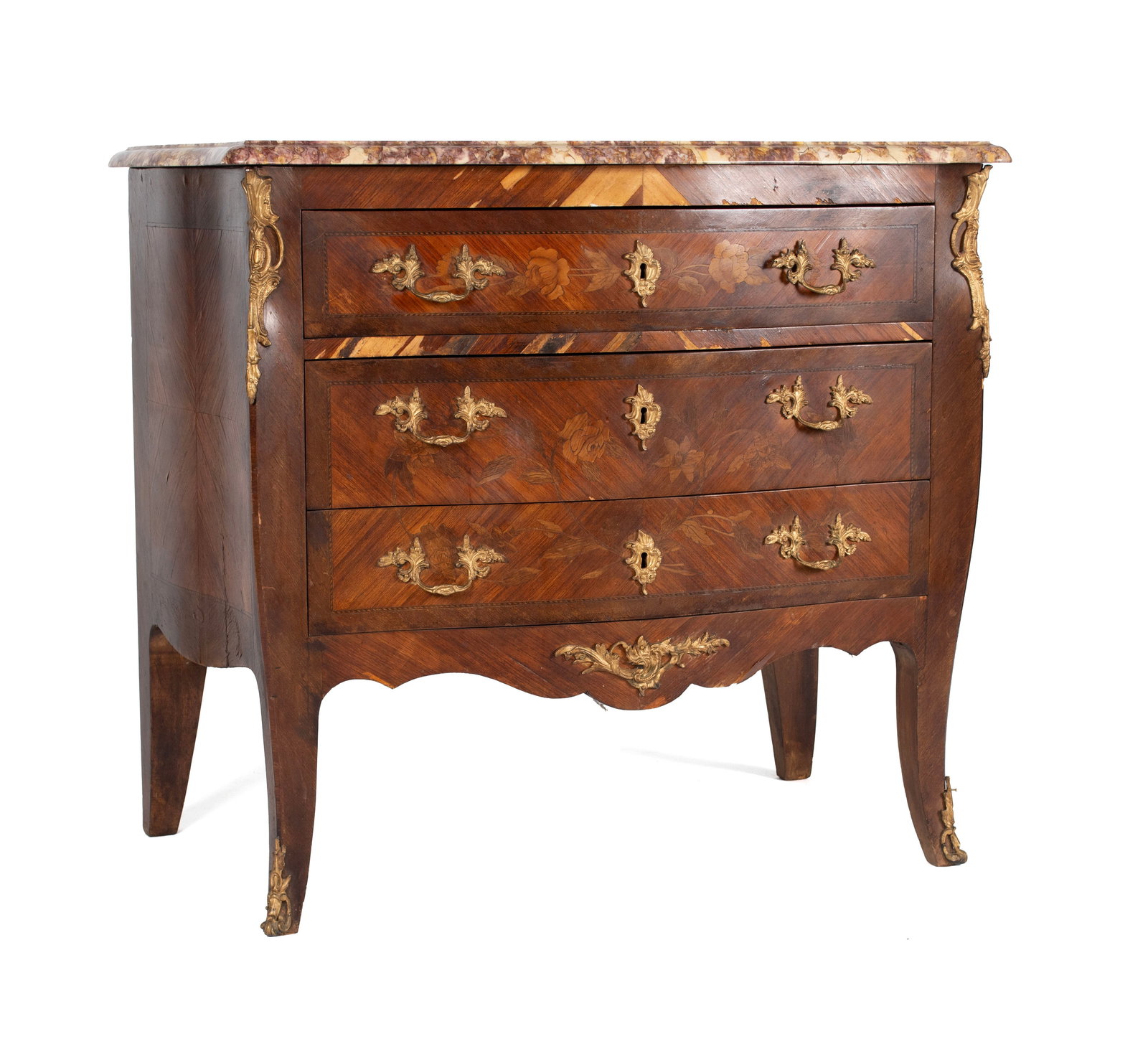 BOMBE MARBLE TOP COMMODE - 2