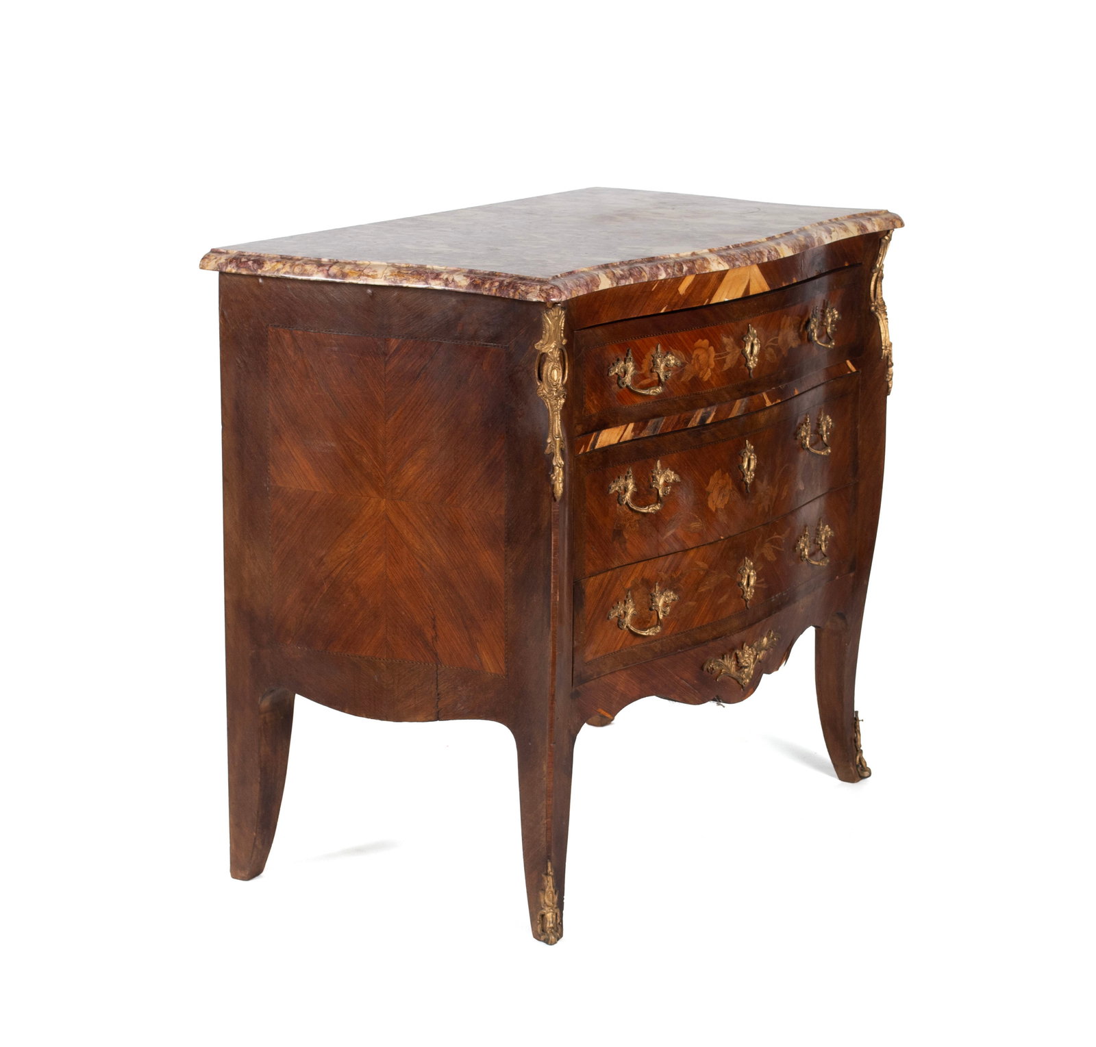 BOMBE MARBLE TOP COMMODE - 8