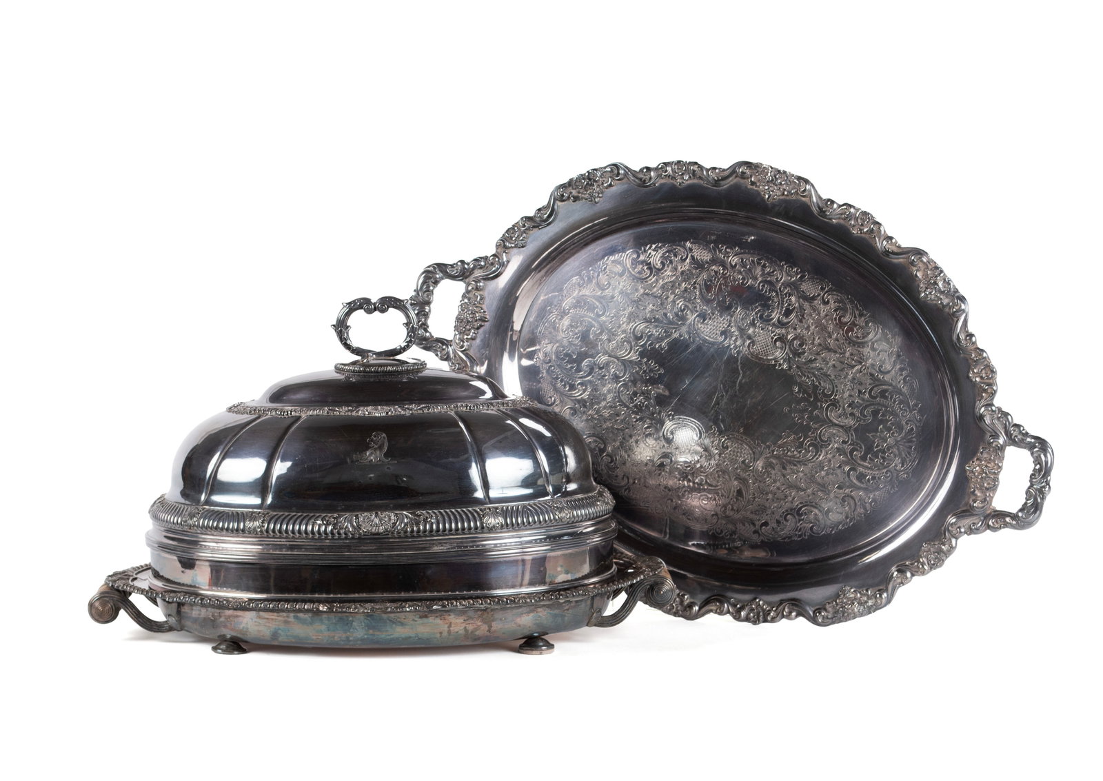 SILVERPLATE GAME PLATTER AND COVER WITH ADDITIONAL TRAY (1 of 14)