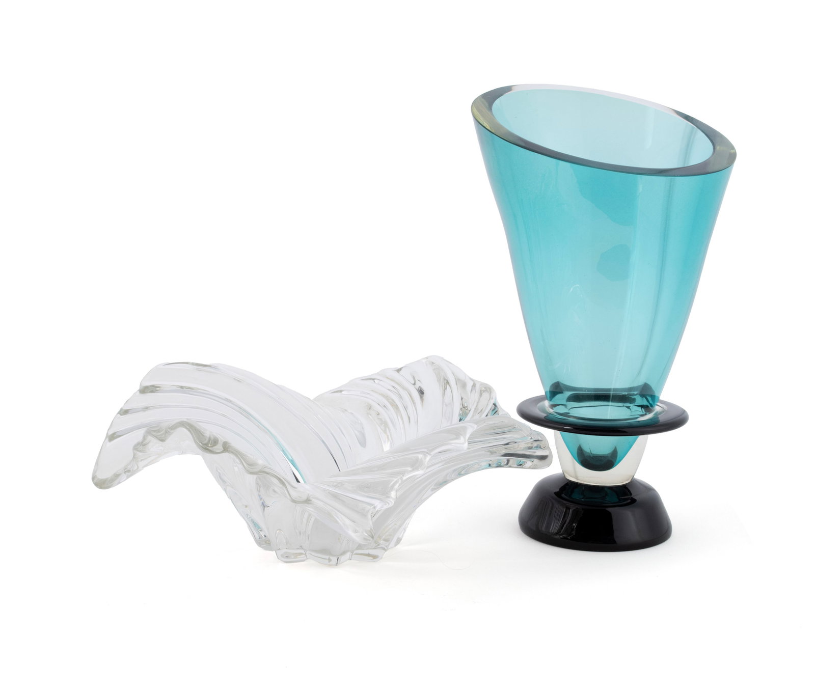 STEVEN CORREIA ART GLASS VASE AND A GLASS BOWL: STEVEN CORREIA ART GLASS VASE AND A GLASS BOWL Vase signed, numbered and dated 2000 to underside. Bowl unmarked. Vase: 12 1/2 x 7 1/4 x 7 1/2 in. (31.8 x 18.4 x 19.1 cm.)