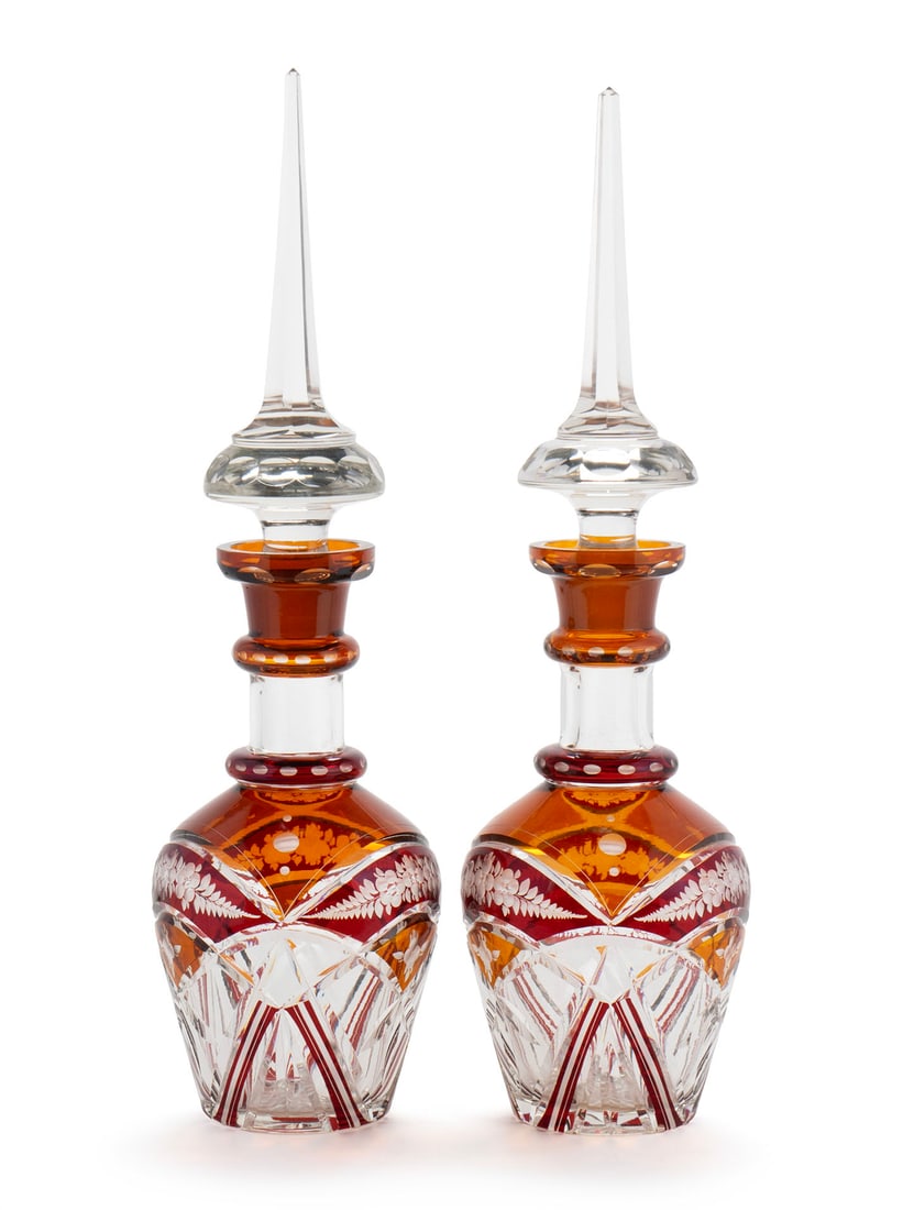PAIR OF BOHEMIAN CRYSTAL DECANTERS (1 of 11)