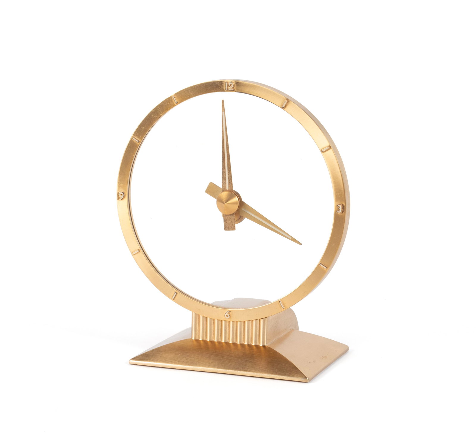 JEFFERSON GOLDEN HOUR ELECTRIC CLOCK: JEFFERSON GOLDEN HOUR ELECTRIC CLOCK 20th century. Metal framed electric clock, manufacturer's information on underside of base. 9 x 6 in. (22.9 x 15.2 cm.)