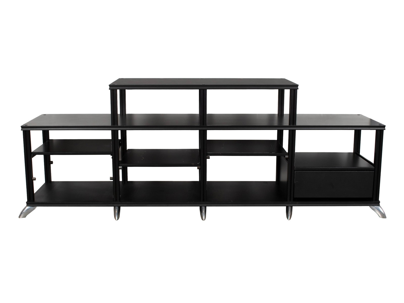 SALAMANDER DESIGNS SYNERGY SYSTEM AUDIO RACK: SALAMANDER DESIGNS SYNERGY SYSTEM AUDIO RACK Adjustable entertainment shelf with single drawer, tv mount not attached. 60 x 87 x 20 in. (152.4 x 221 x 50.8 cm.)