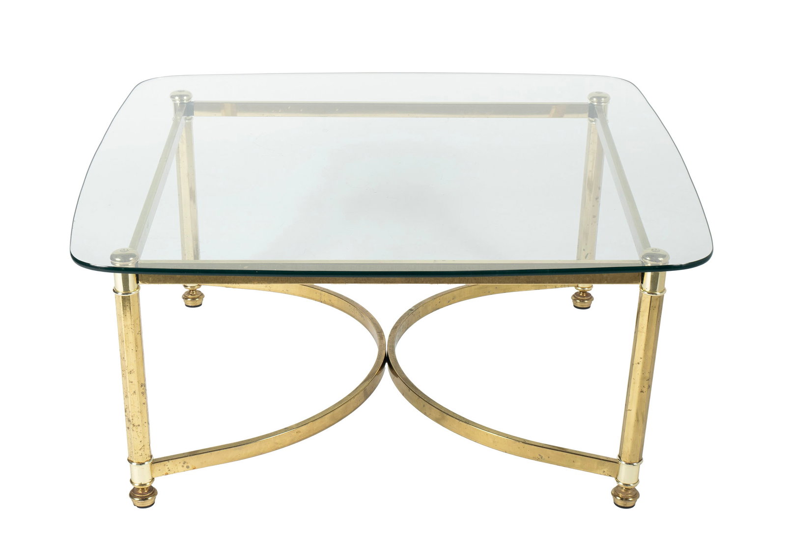 BRASS AND GLASS MODERN COFFEE TABLE (1 of 7)