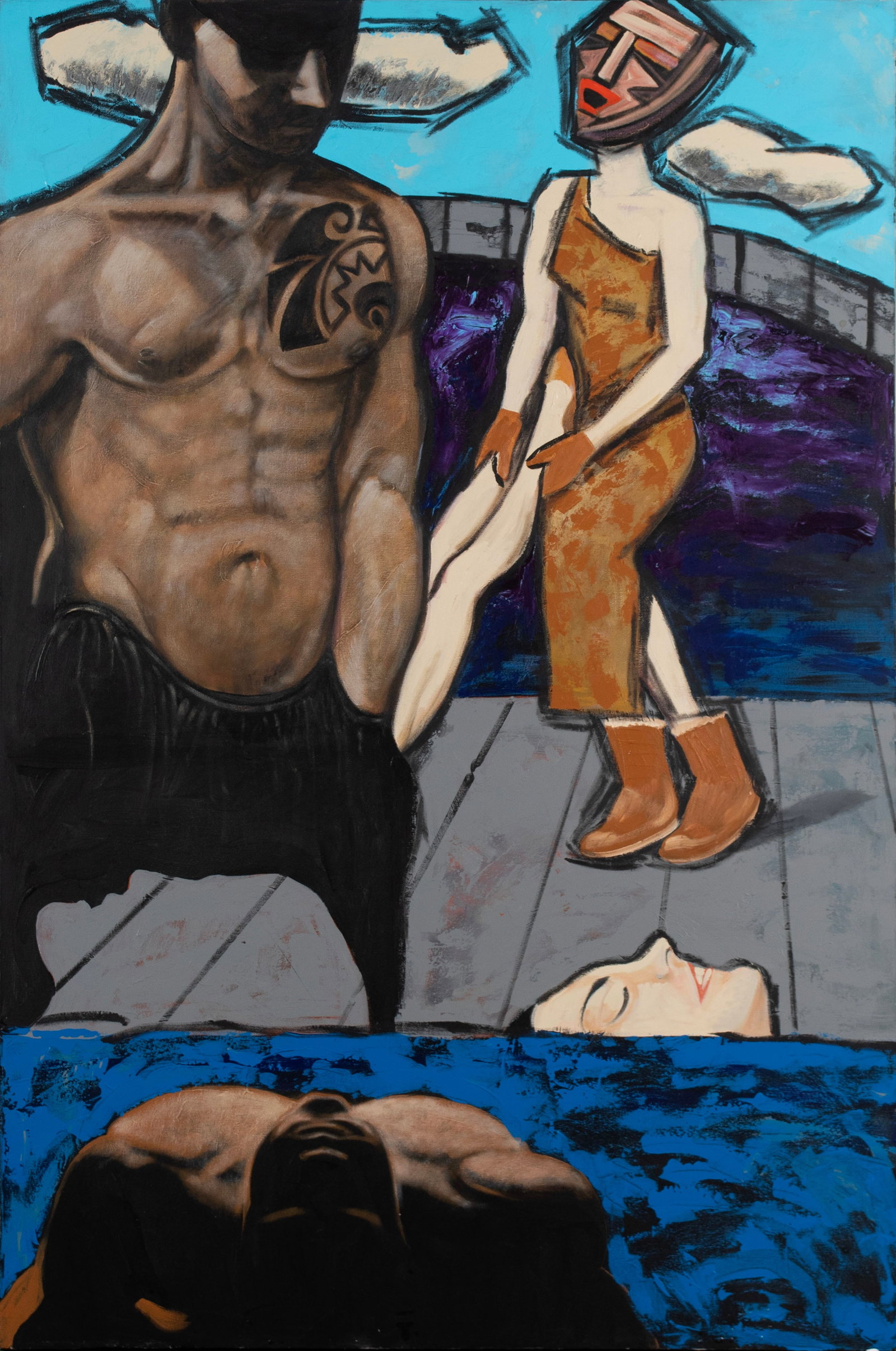 JAMES PEGG (AMERICAN, B. 1953): James Pegg American, b. 1953 Renewal Oil on canvas Signed and dated 2011 to back of stretcher. A Surrealist figural scene, unframed. 60 x 40 in. (152.4 x 101.6 cm.)