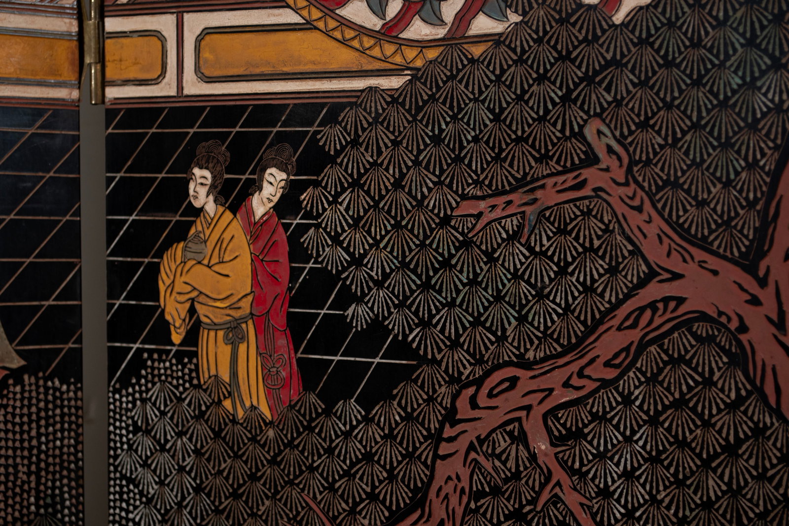 SIX PANEL COROMANDEL LACQUER ROOM SCREEN - 4