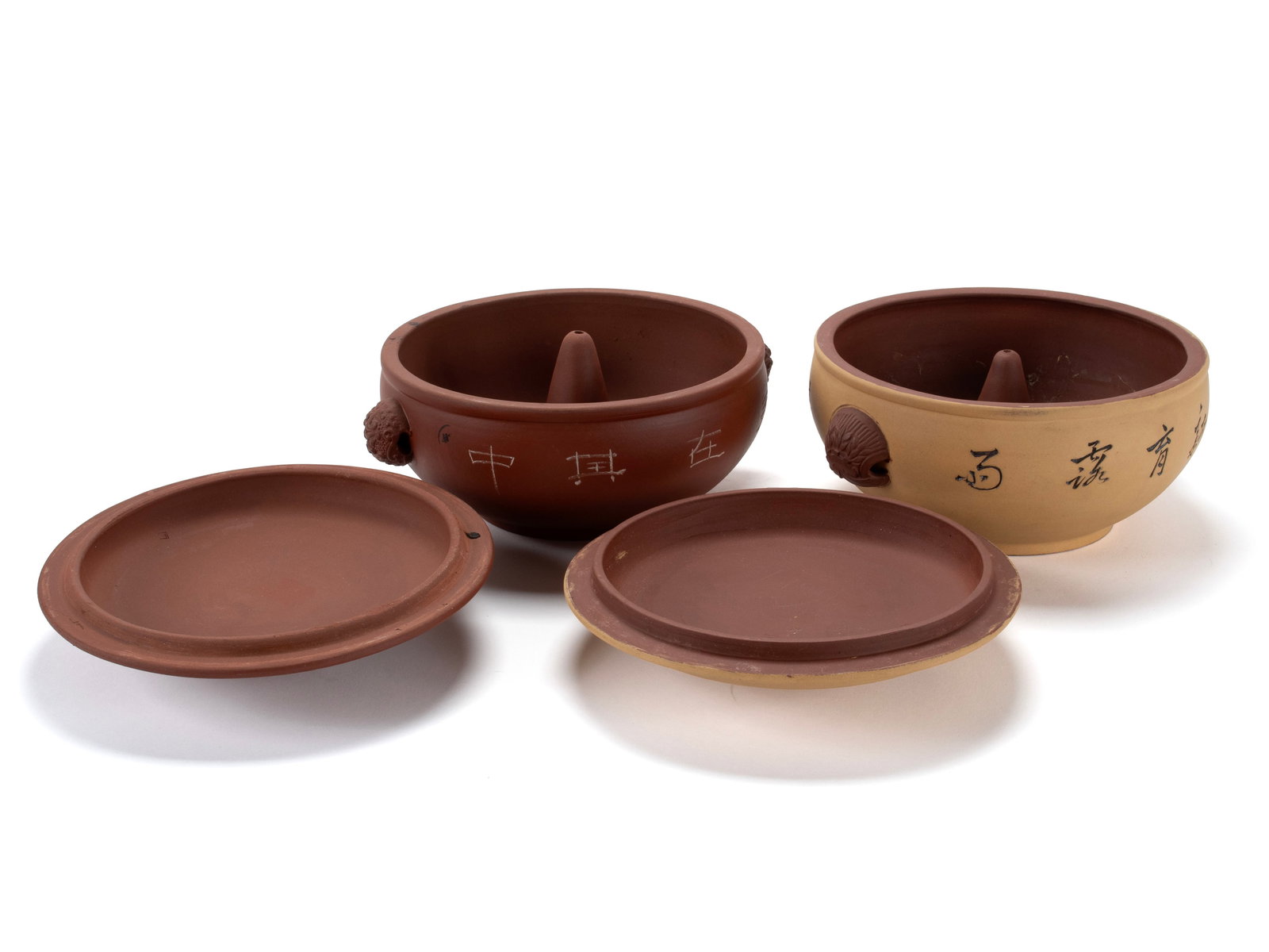 TWO YIXING COVERED POTS - 10