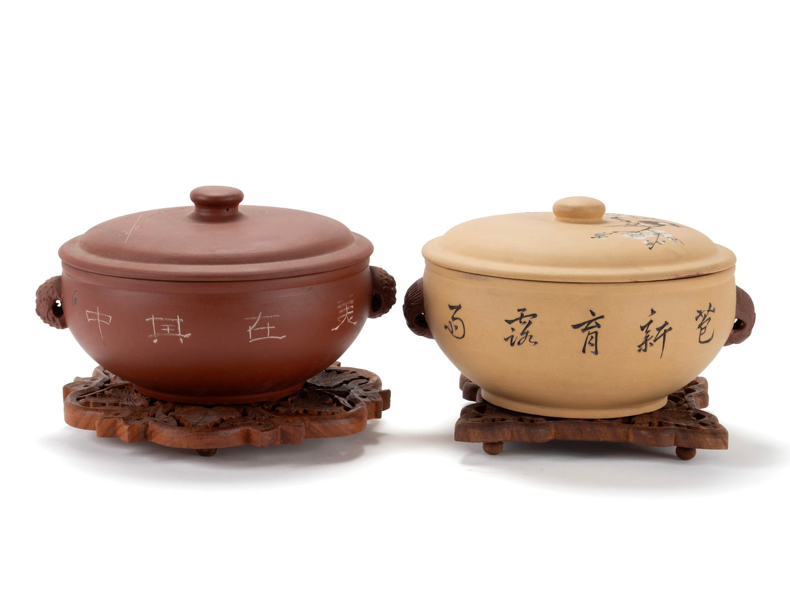 TWO YIXING COVERED POTS - 9