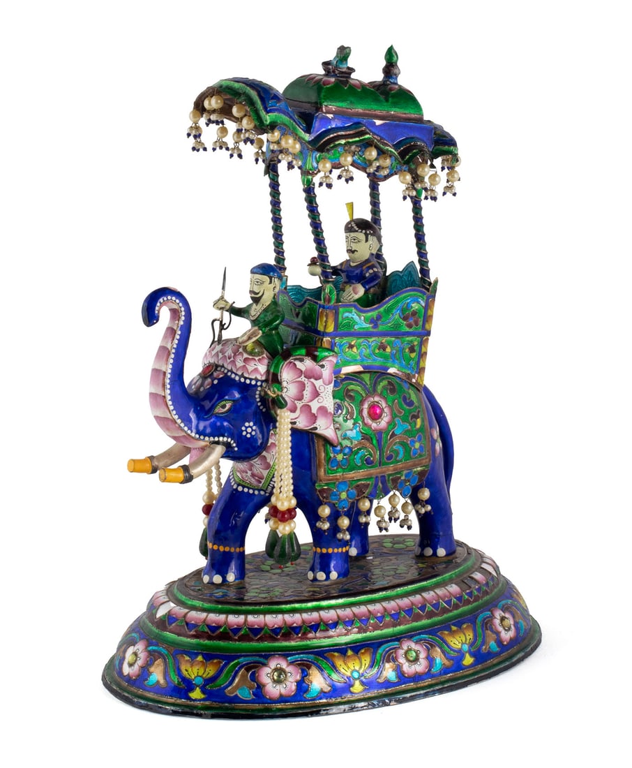 INDIAN ENAMELED FIGURE GROUP (1 of 9)