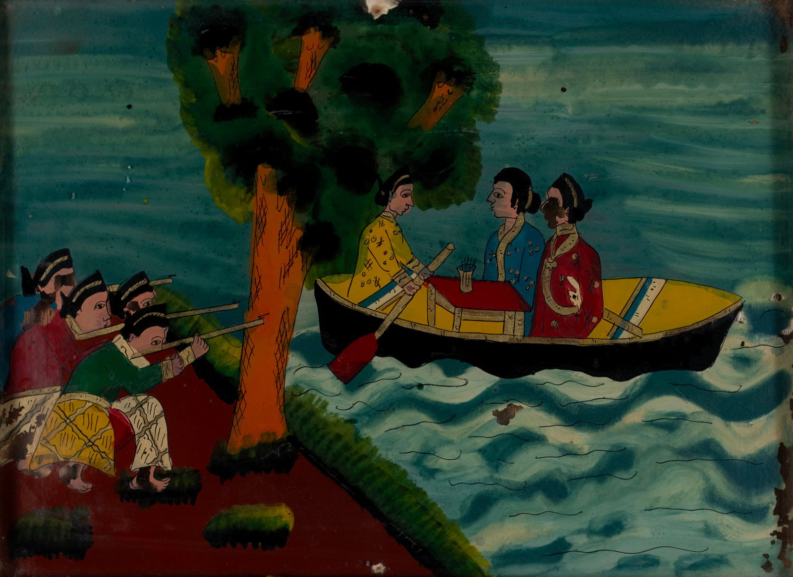 TWO INDONESIAN REVERSE PAINTINGS - 6