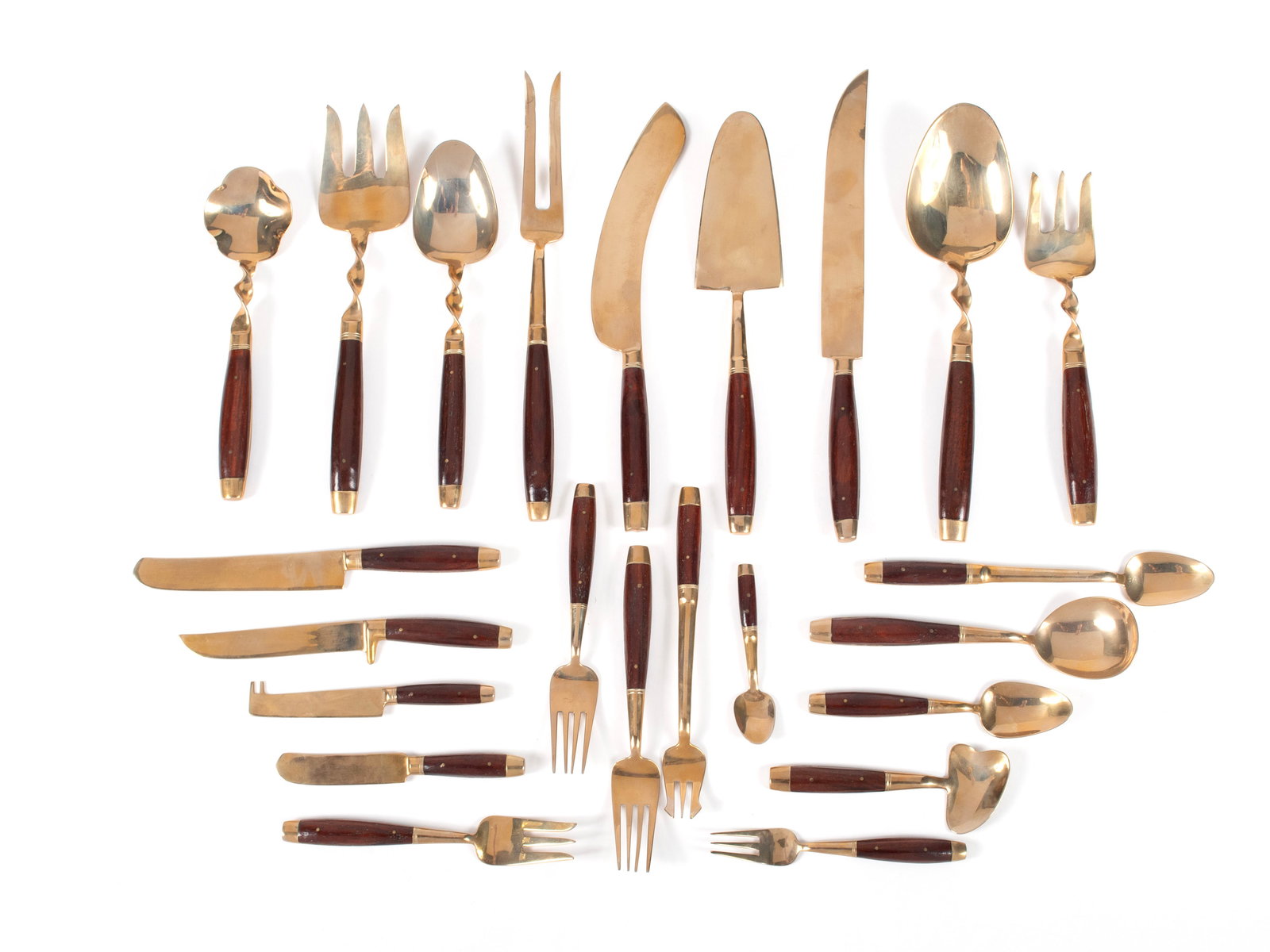 THAI BRASS AND ROSEWOOD FLATWARE SET (96) (1 of 8)