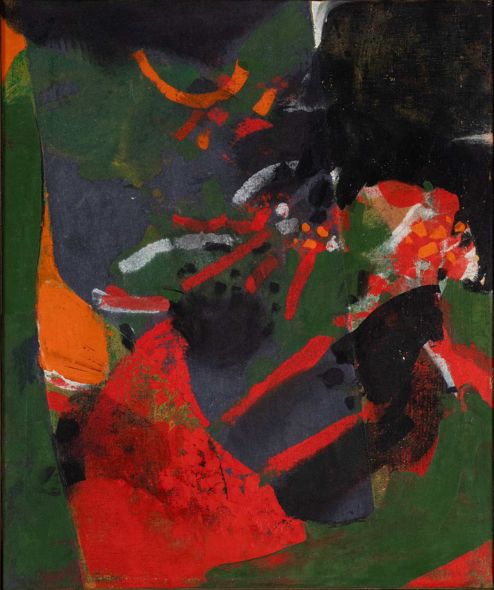WILLIAM QUINN (AMERICAN (ST. LOUIS), 1929-2022): William Quinn American (St. Louis), 1929-2022 Valdimir's Butterfly II Oil on canvas Signed lower left, also signed, titled, and dated 1977 on back of stretcher. Colorful abstract composition, framed.