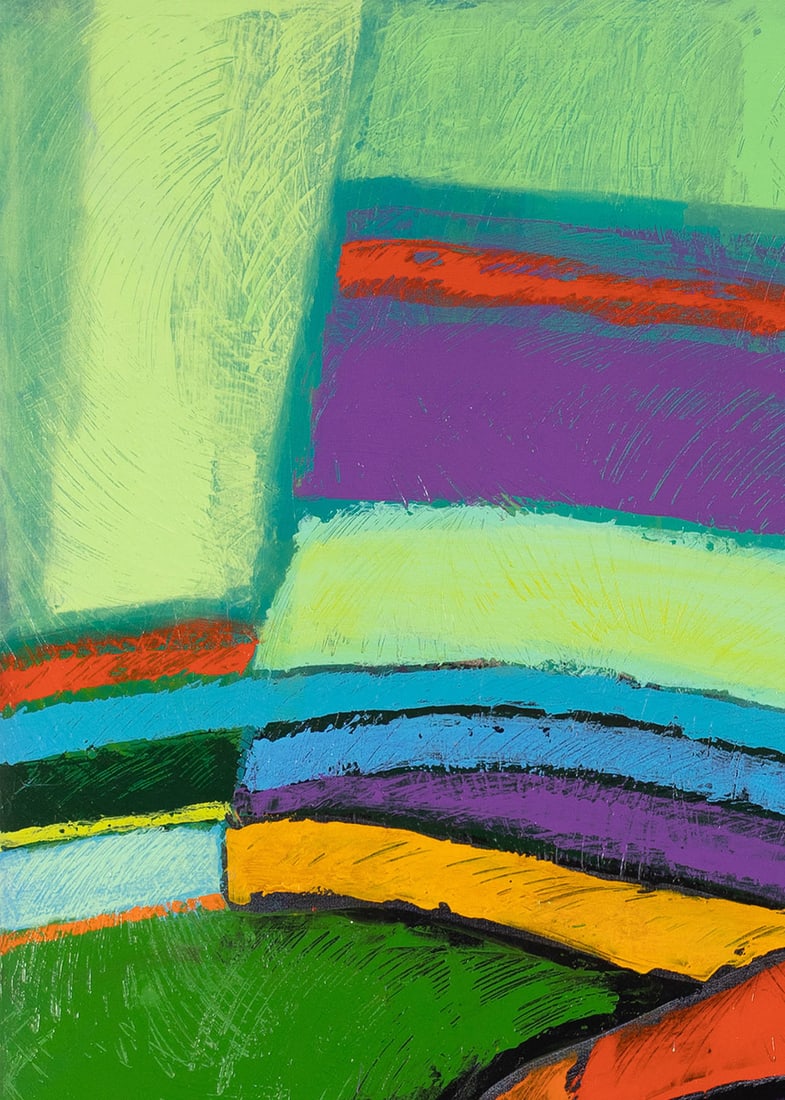 BROTHER MEL MEYER (AMERICAN (ST. LOUIS), 1928-2013): Brother Mel Meyer American (St. Louis), 1928-2013 Oil on canvas Signed lower right. Colorful abstract composition, framed. Brother Mel Meyer was born in Florissant, MO in 1928 and joined the Marianist