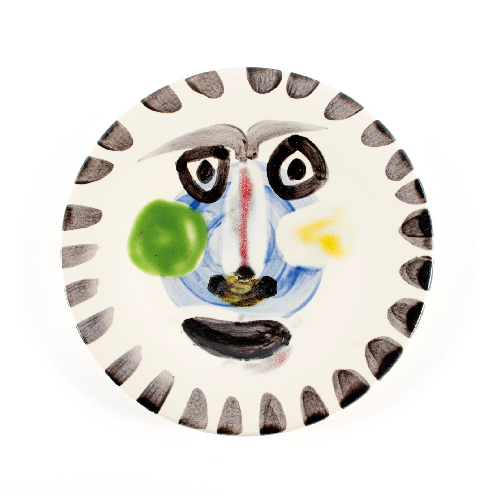 PABLO PICASSO (SPANISH, 1881-1973): Pablo Picasso Spanish, 1881-1973 Visage No. 202 Painted and glazed earthenware 1963, identified and numbered 346/500 on back. Diameter: 9 7/8 in. (25.1 cm.)