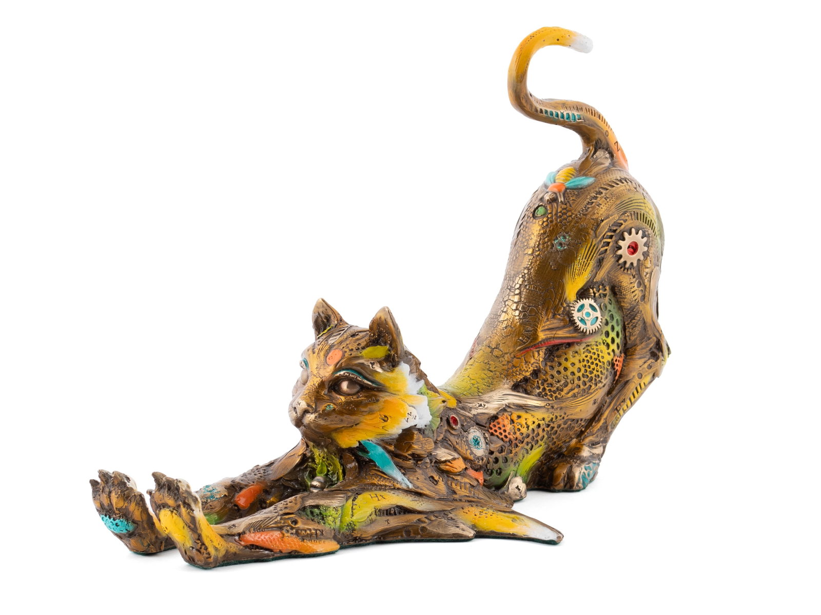 NANO LOPEZ (COLOMBIAN, B. 1955): Nano Lopez Colombian, b. 1955 Gatin Enameled bronze Signed and numbered 284/480. With artist's title card. 7 x 6 x 11 in. (17.8 x 15.2 x 27.9 cm.)