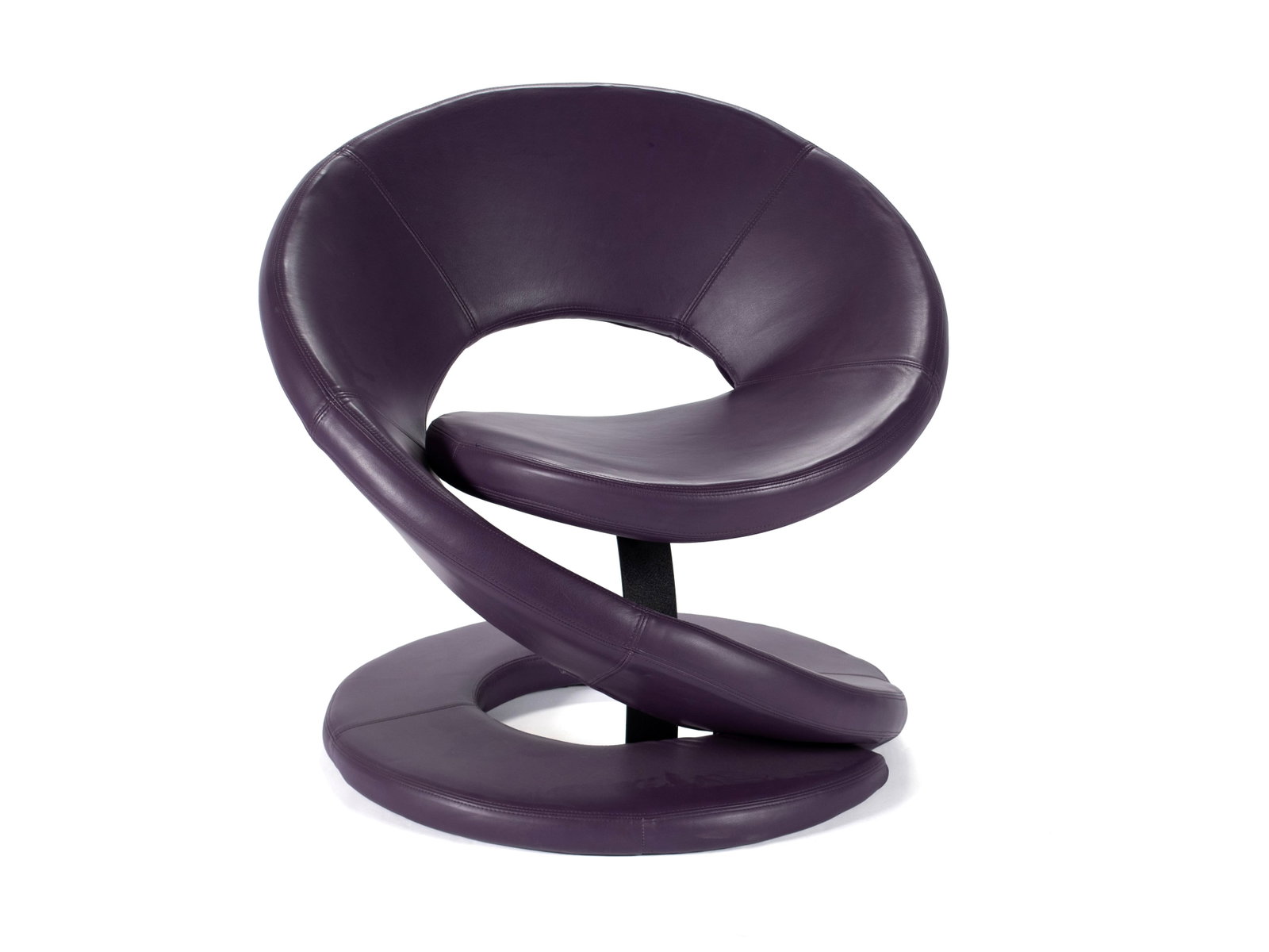 JAYMAR 'ORANGE PEEL' LOUNGE CHAIR: JAYMAR 'ORANGE PEEL' LOUNGE CHAIR Quebec, 2002. Spiral purple leather lounge chair, labeled to underside. 31 x 32 x 28 in. (78.7 x 81.3 x 71.1 cm.)