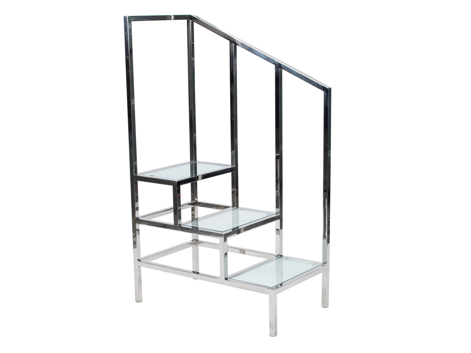 MCM CHROME AND GLASS ETAGERE, ATTRIBUTED TO PACE COLLECTION (1 of 6)