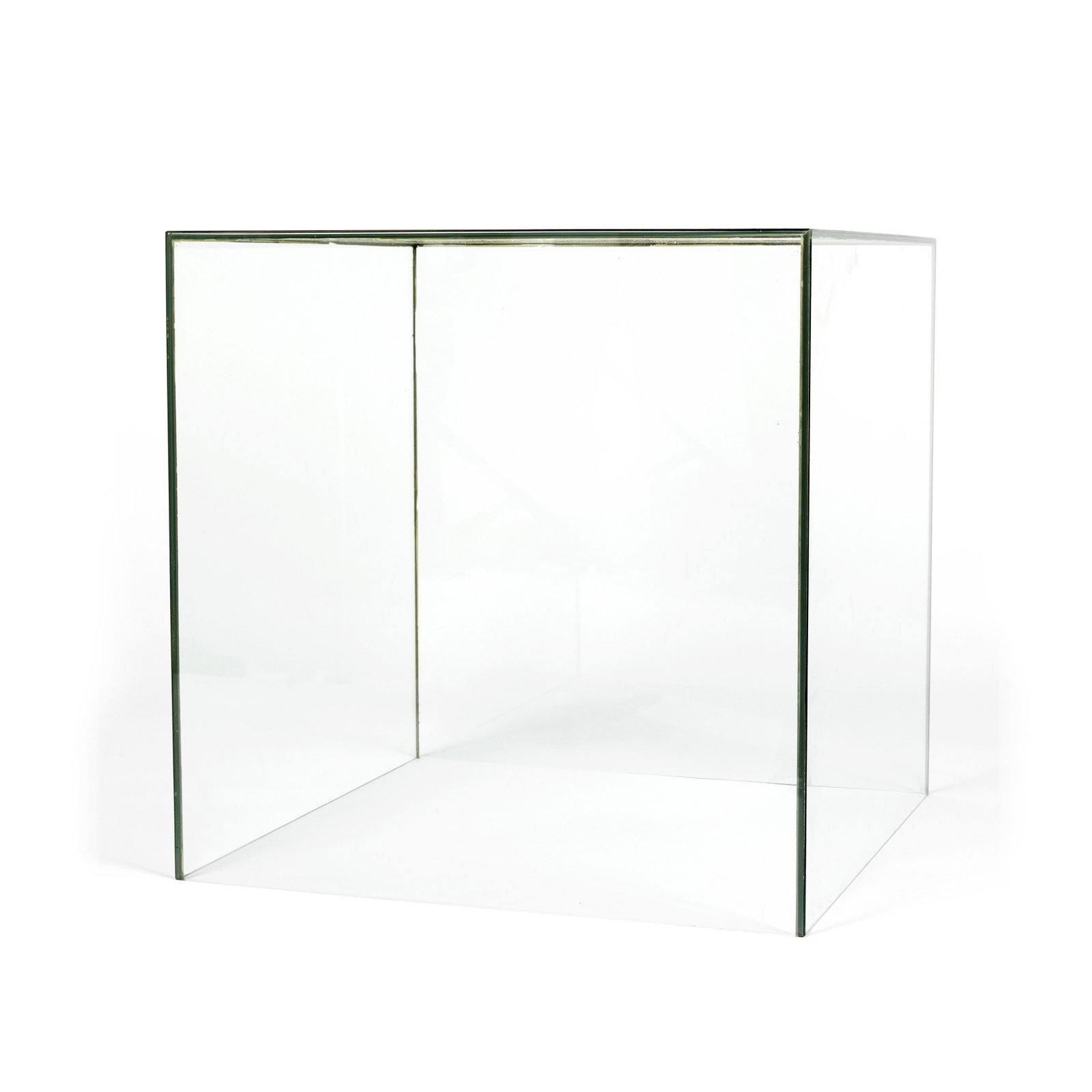 GLASS CUBE SIDE TABLE, ATTRIBUTED TO PACE COLLECTION: GLASS CUBE SIDE TABLE, ATTRIBUTED TO PACE COLLECTION American, mid-20th century. Five-sided clear glass cube table. 24 x 24 x 24 in. (61 x 61 x 61 cm.) The Collection of Mrs. Mary Jane Bodine,
