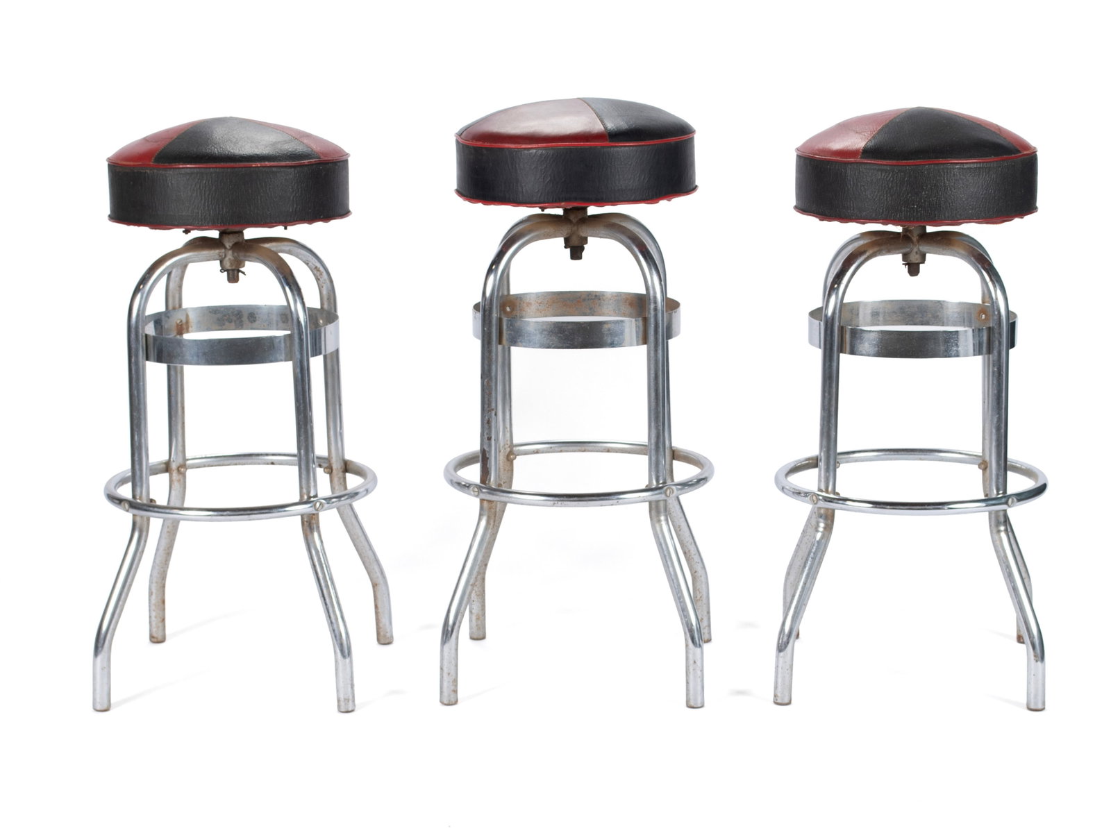 THREE HELENE CURTIS CHROME STOOLS - 2