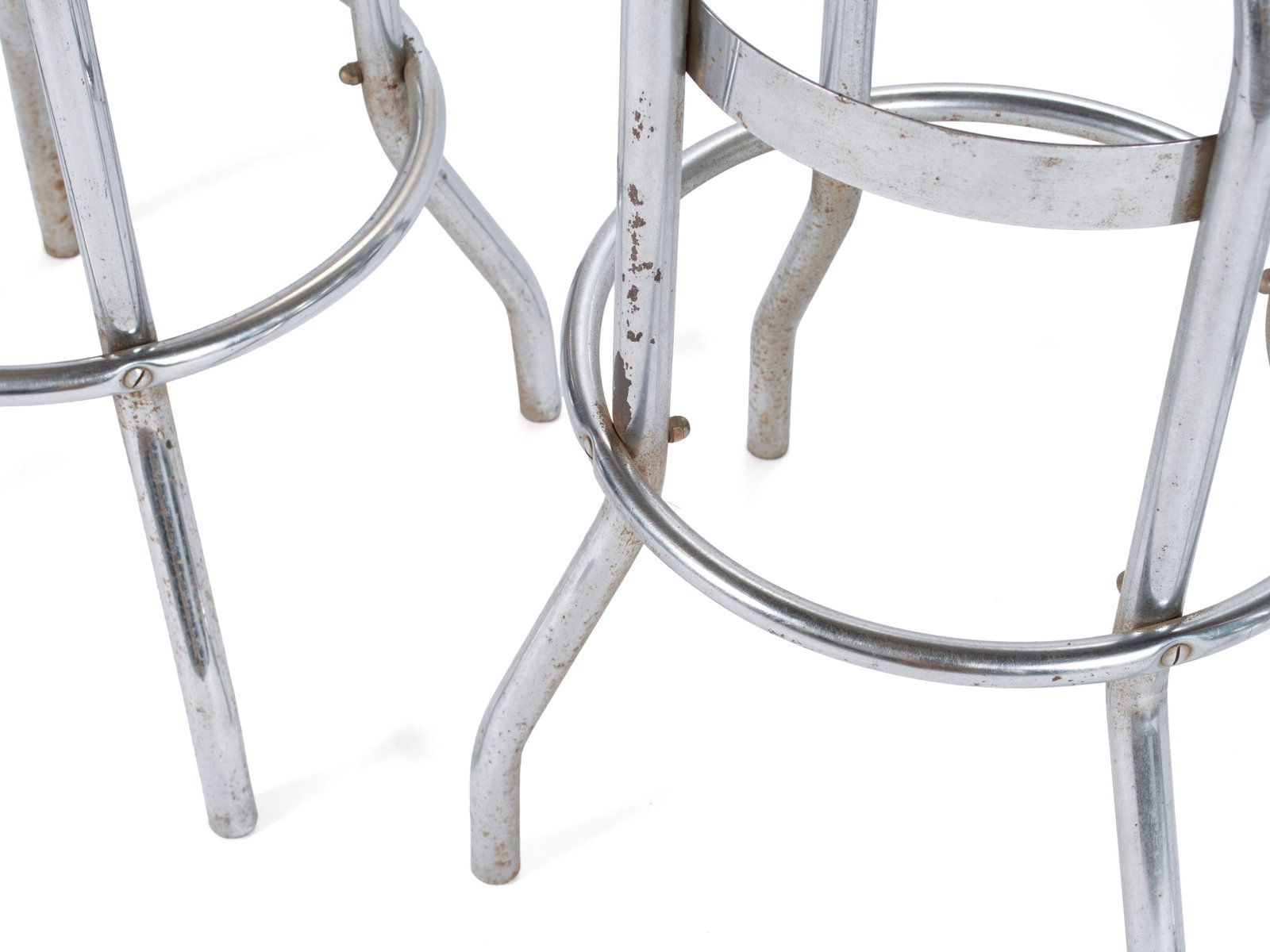 THREE HELENE CURTIS CHROME STOOLS - 3