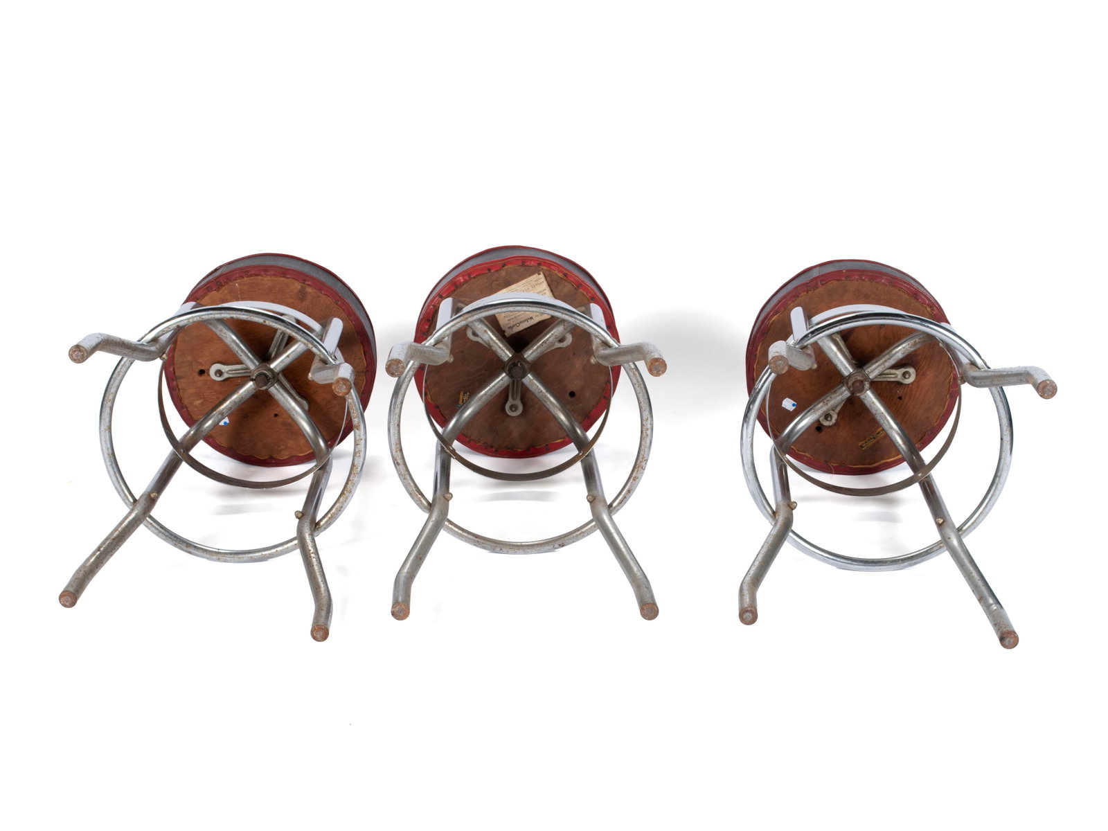 THREE HELENE CURTIS CHROME STOOLS - 8