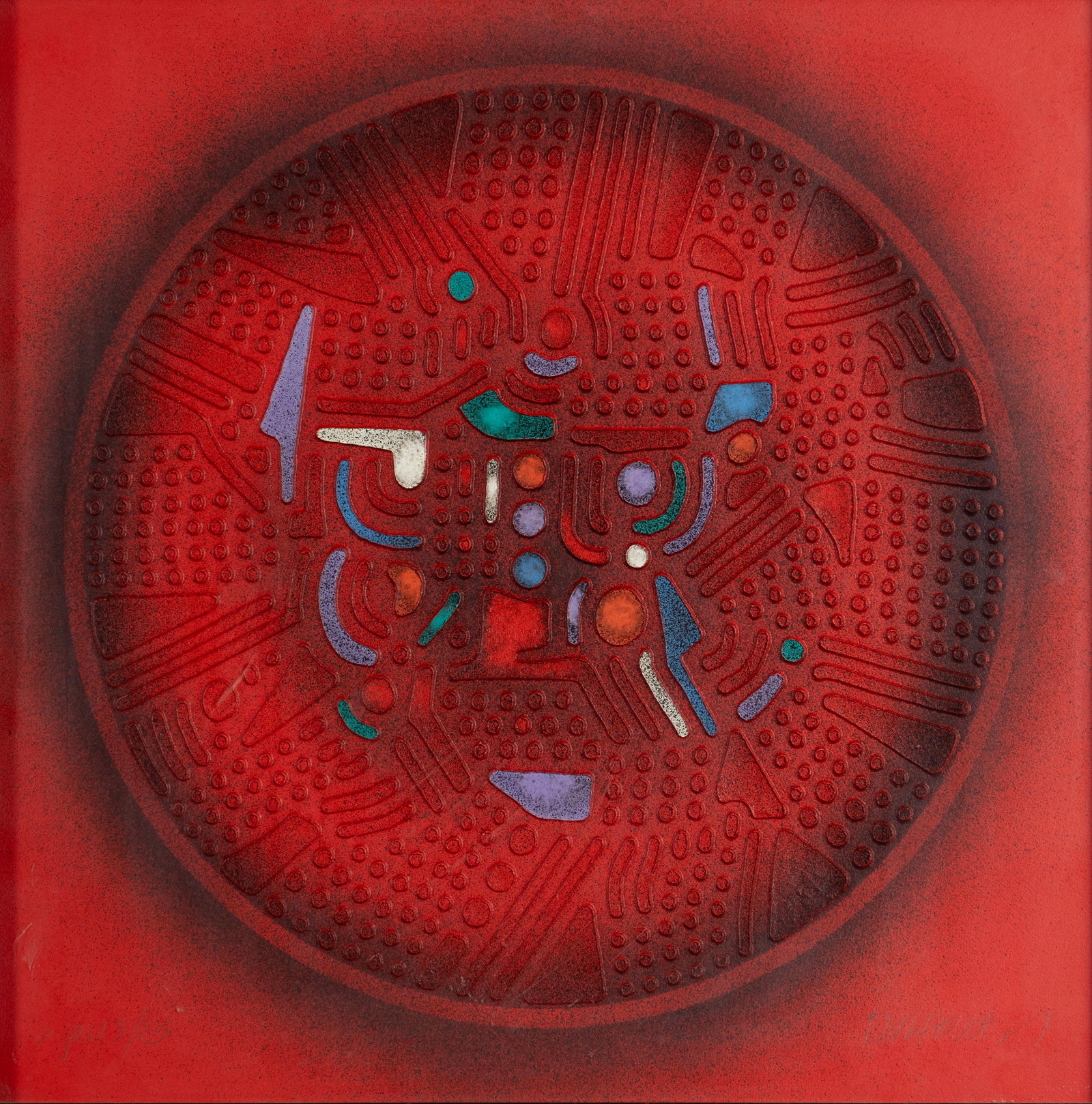 PAUL MAXWELL (AMERICAN, 1925-2015): Paul Maxwell American, 1925-2015 Painted Desert Stencil casting Signed lower right and numbered AP 13/15 lower left. Framed. Sight: 29 x 29 in. (73.7 x 73.7 cm.), Frame: 30 3/4 x 30 3/4 in. (78.1 x 78